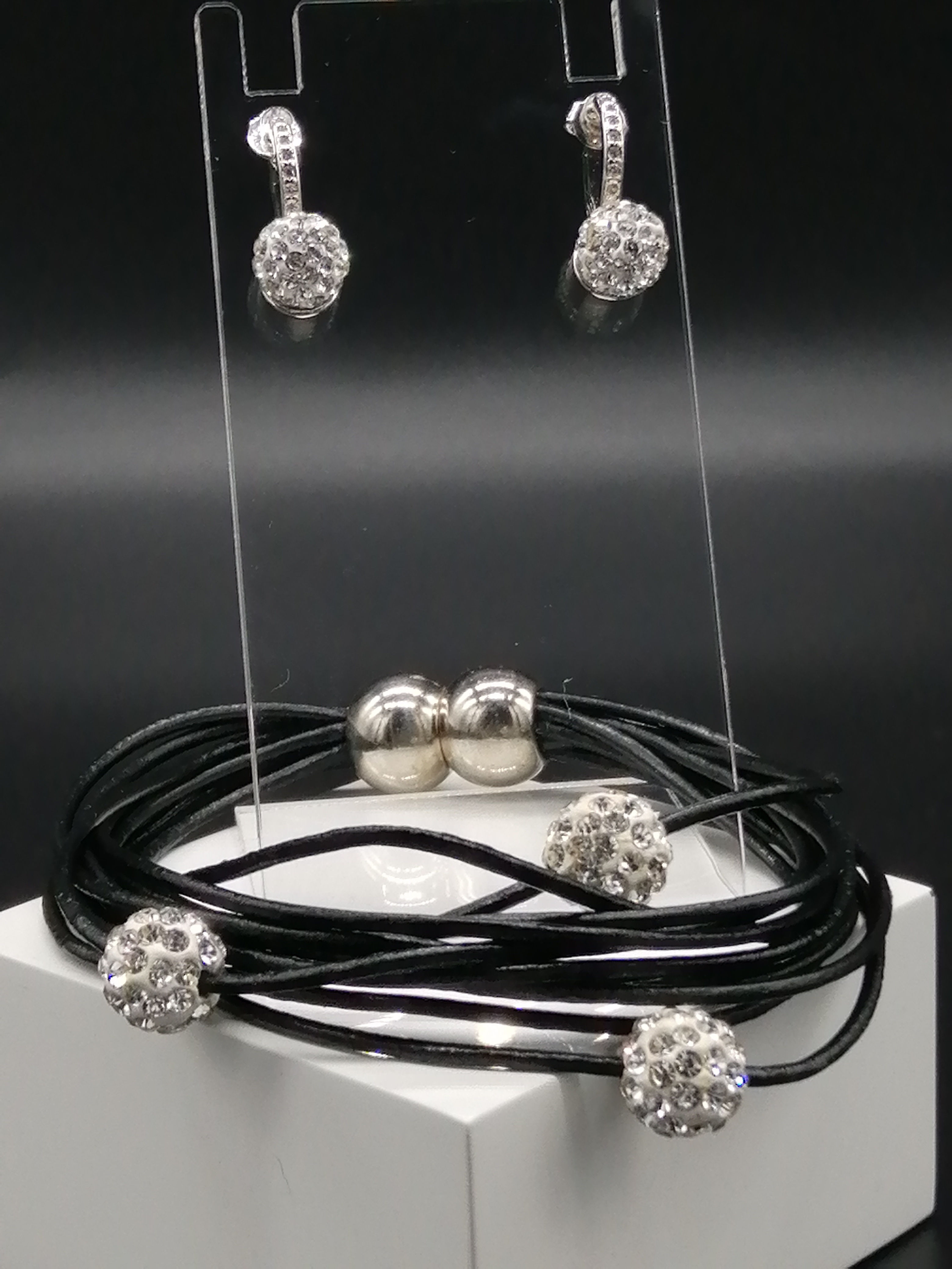 Crystal Bead Earrings & Bracelet Set