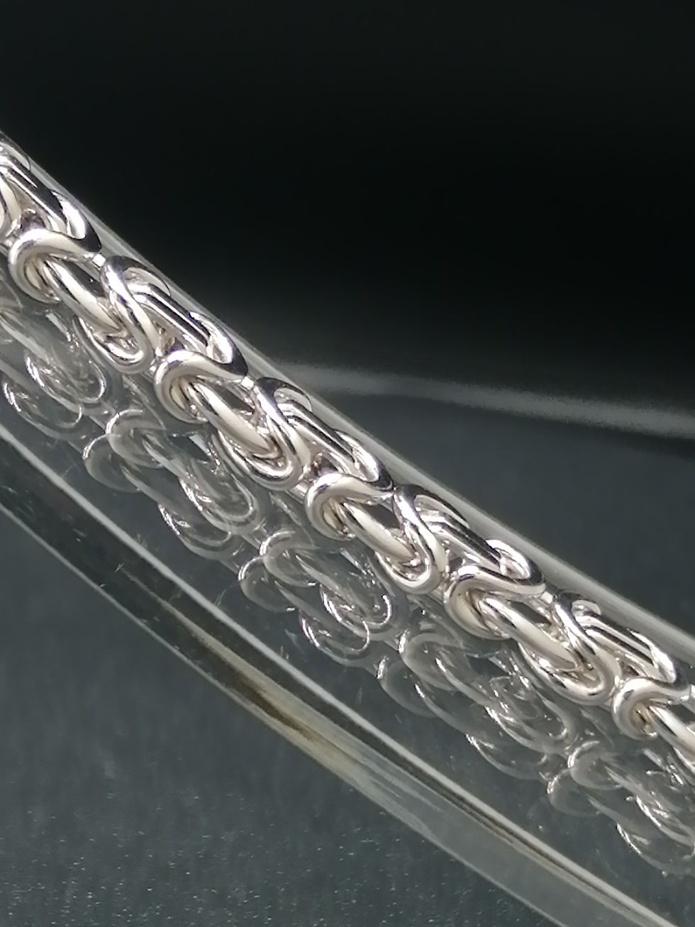 Thumbnail: 9ct White Gold Flat Byzantine Bracelet