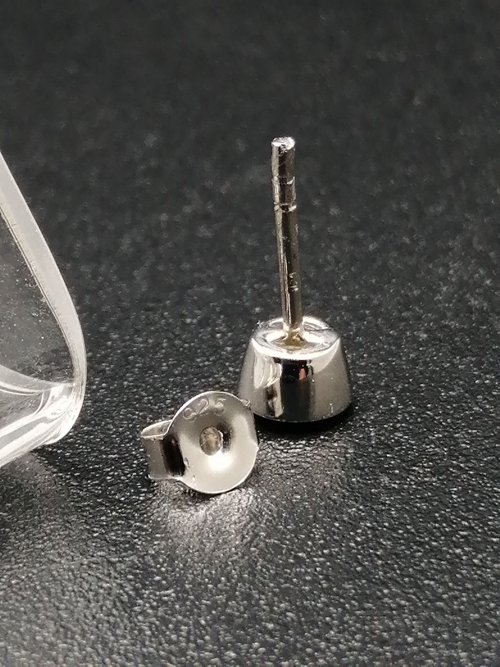 Thumbnail: 925 Silver Black Sapphire Rub Over Stud Earrings