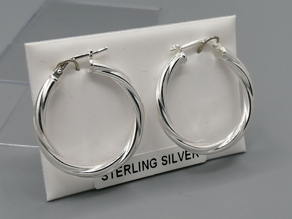 Thumbnail: 925 Silver Cable Twist Hoop Earrings