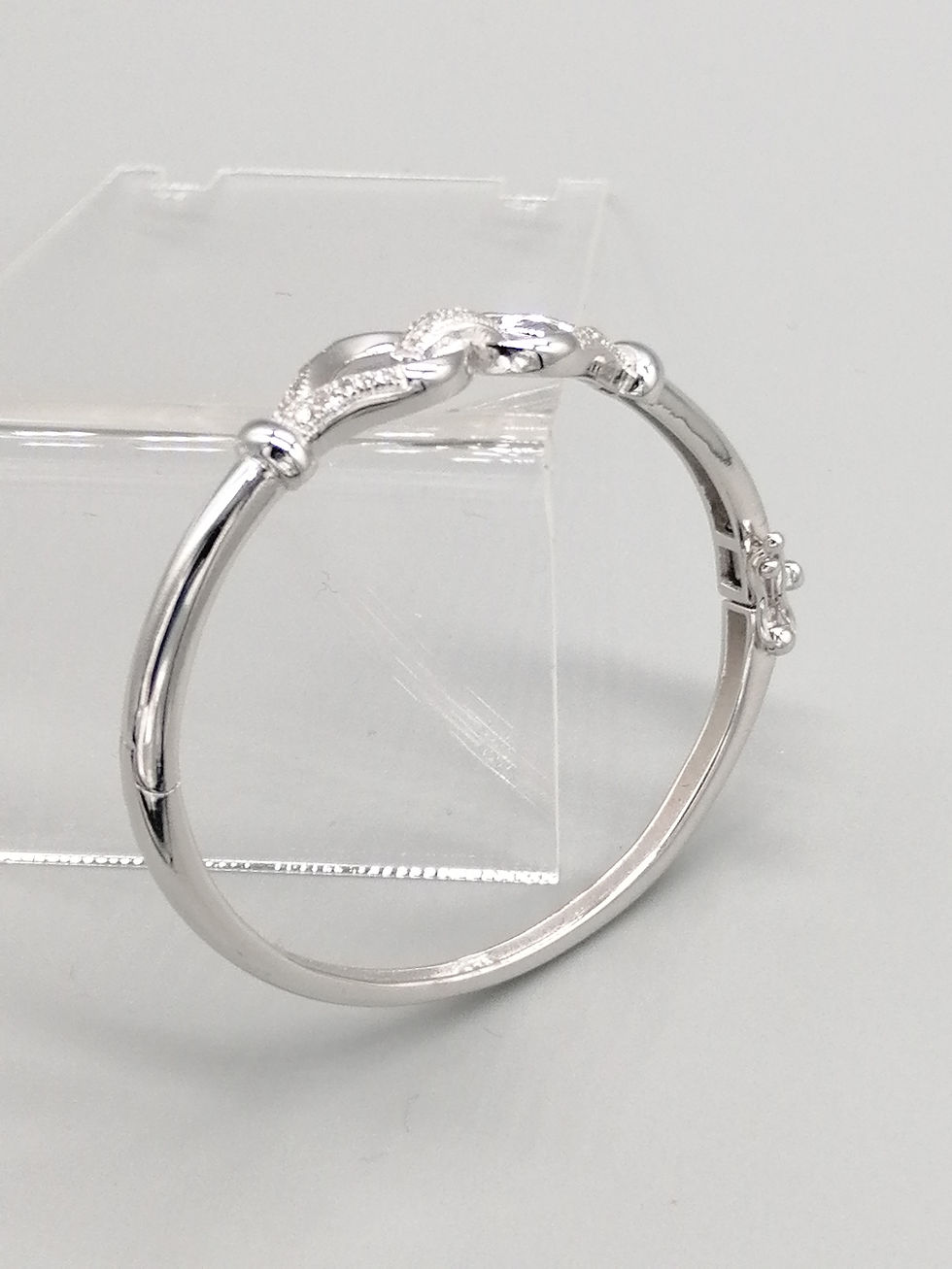 Thumbnail: 925 Silver CZ 2 Loop Childs Bangle