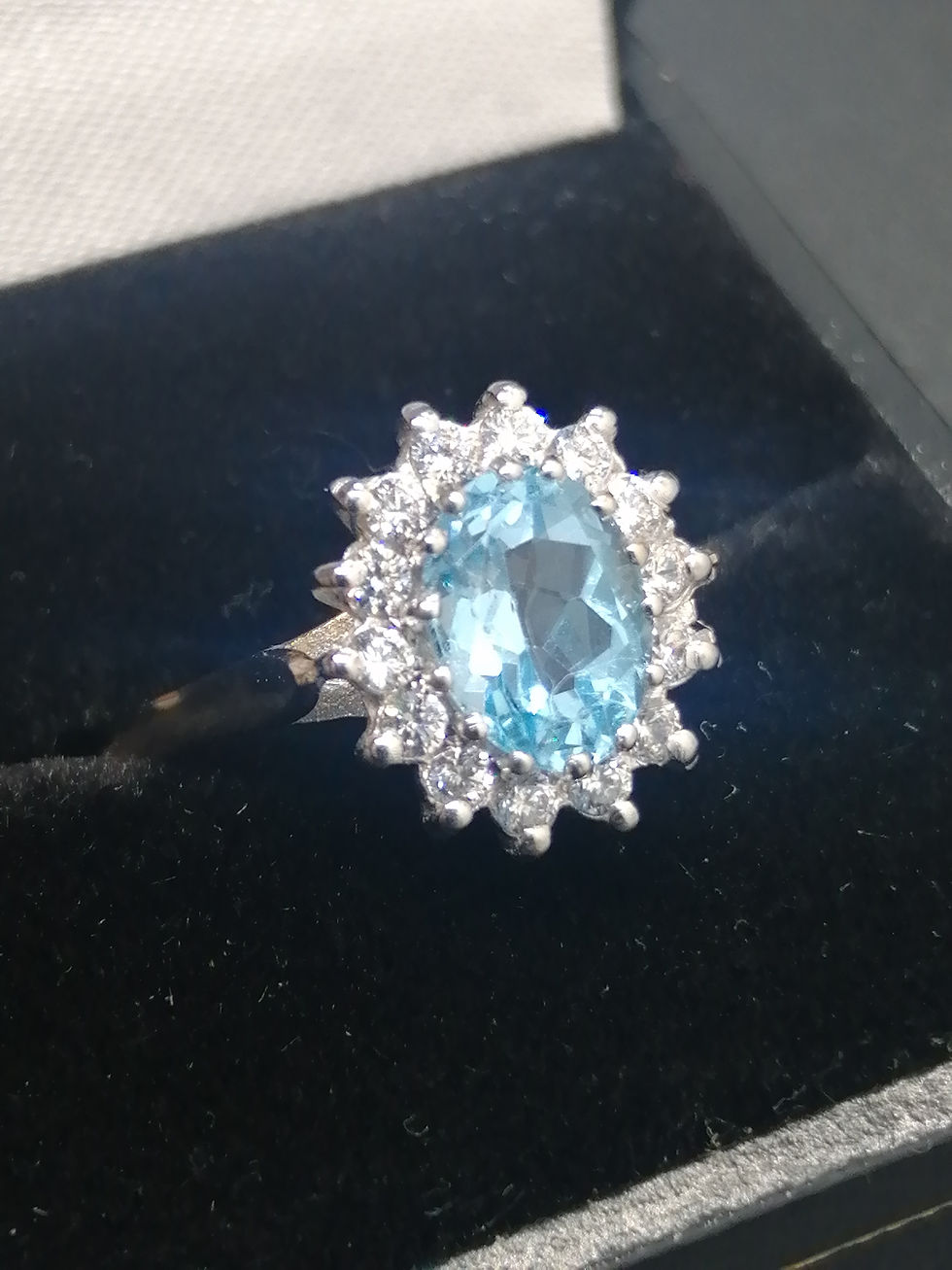 Thumbnail: 9ct Gold Blue Topaz & CZ Cluster Ring
