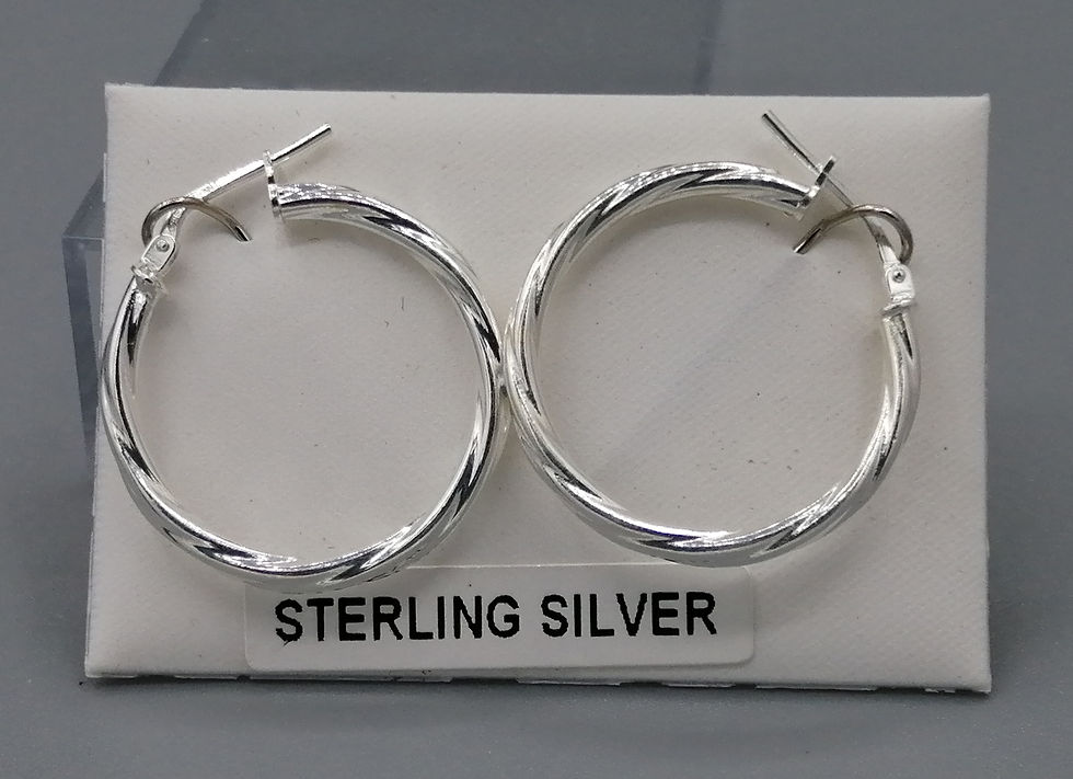 Thumbnail: 925 Silver Fine Cable Twist Hoop Earrings