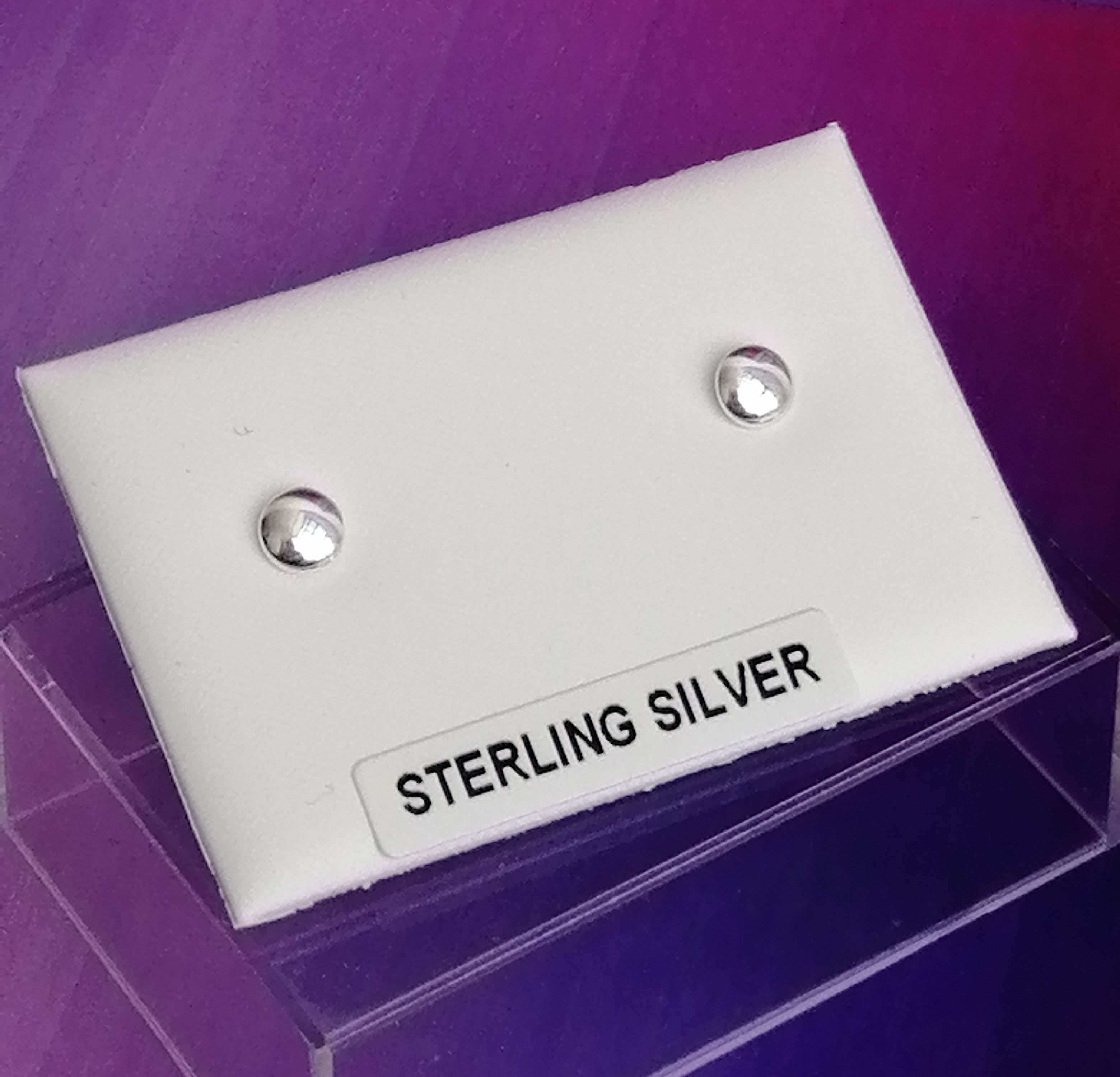 925 Silver Button Bead Earrings