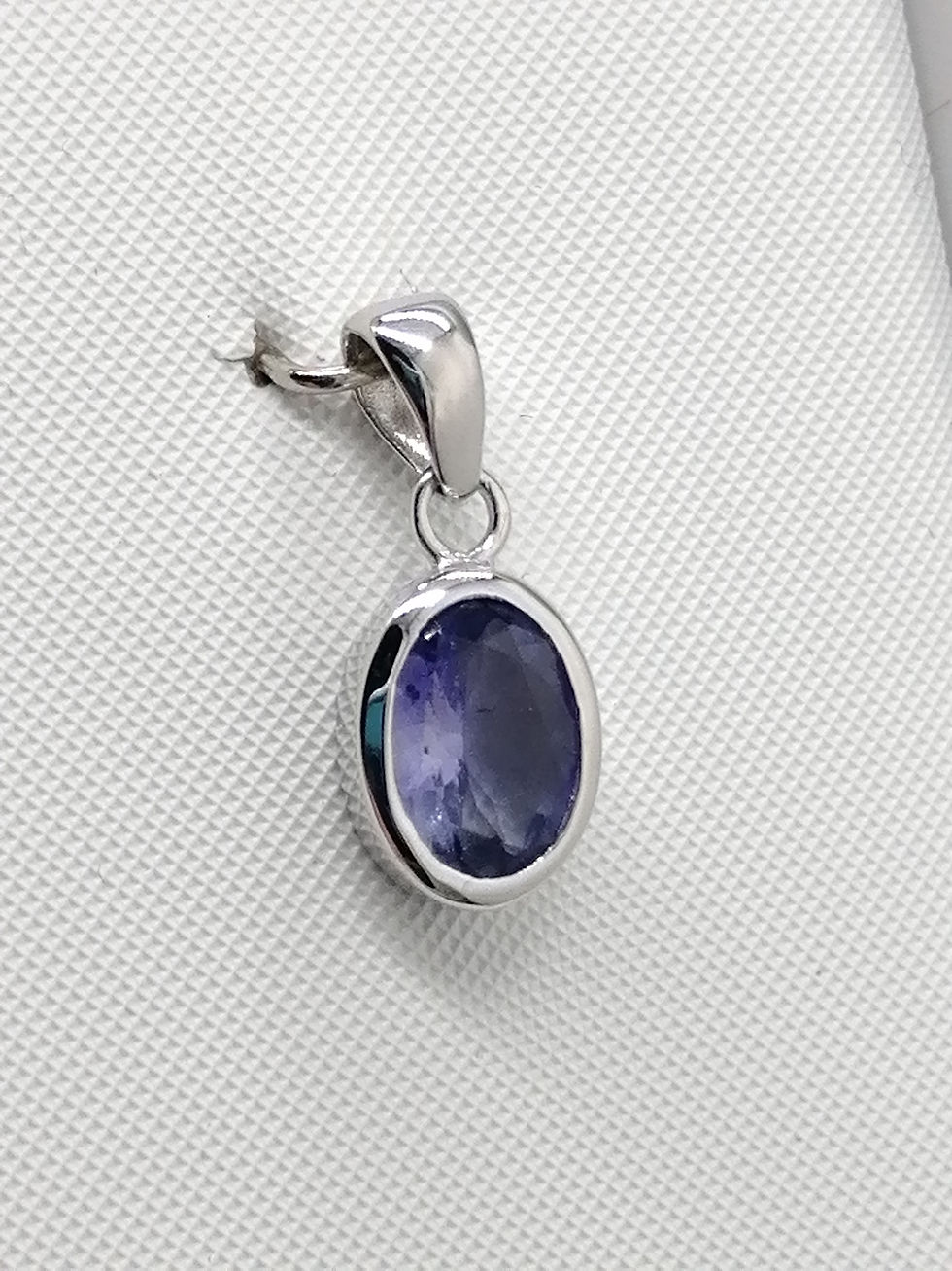 Thumbnail: 9ct White Gold Tanzanite Rub Over Oval Pendant