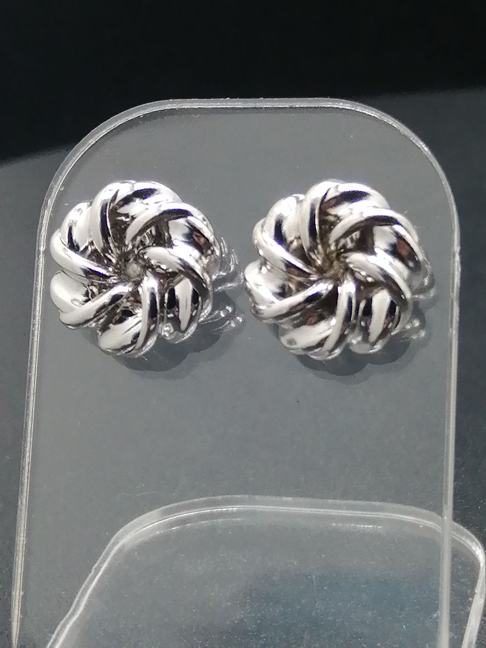 Thumbnail: 9ct White Gold Concaved Knot Stud Earrings