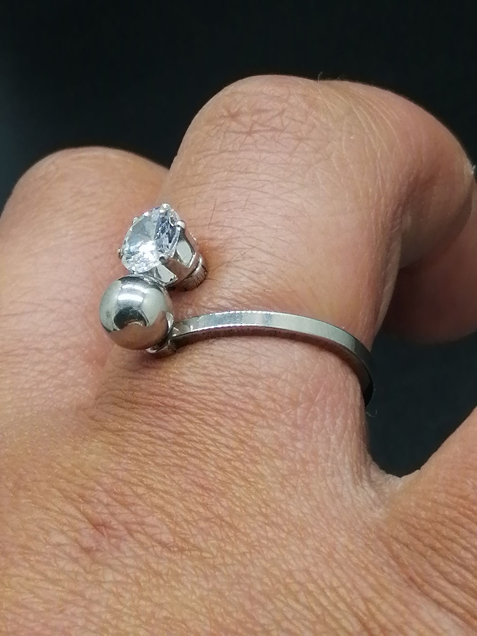 Thumbnail: CZ & Ball Torque Twist Ring - Defect Discount