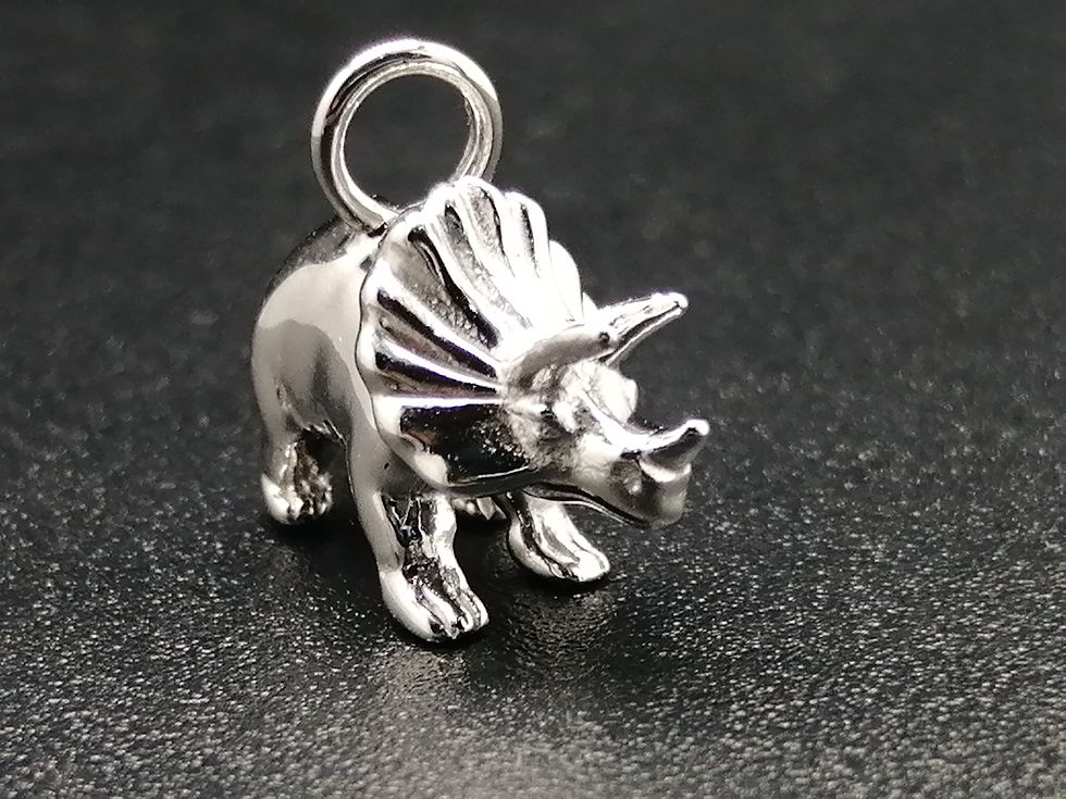 Thumbnail: 925 Silver Dinosaur - Triceratops Pendant Charm