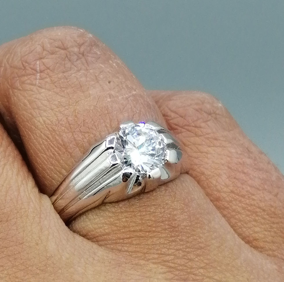 Thumbnail: 925 Silver CZ Claw Solitaire Ring