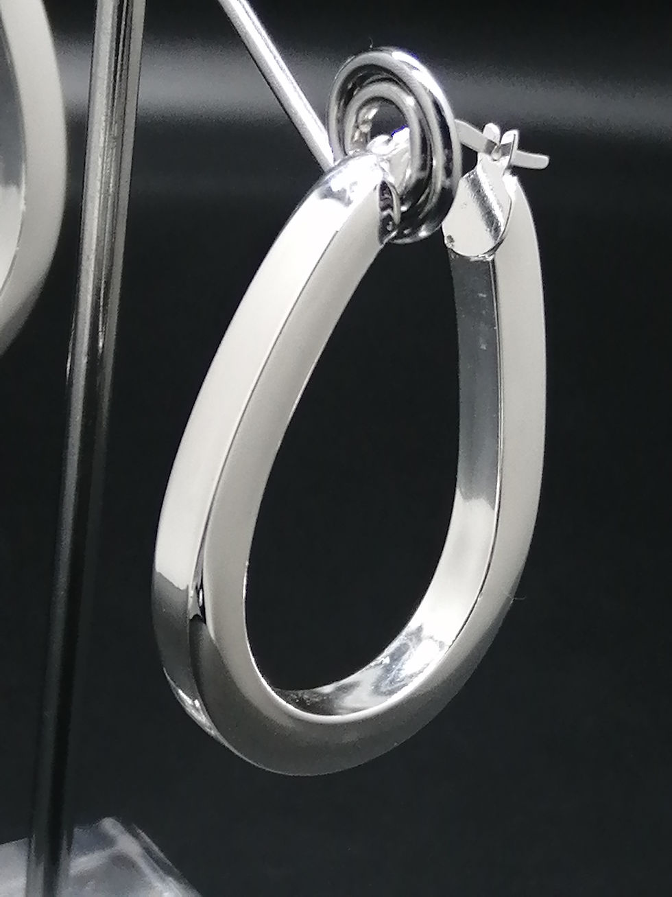 Thumbnail: 925 Silver Plain Flat U Hoop Earrings