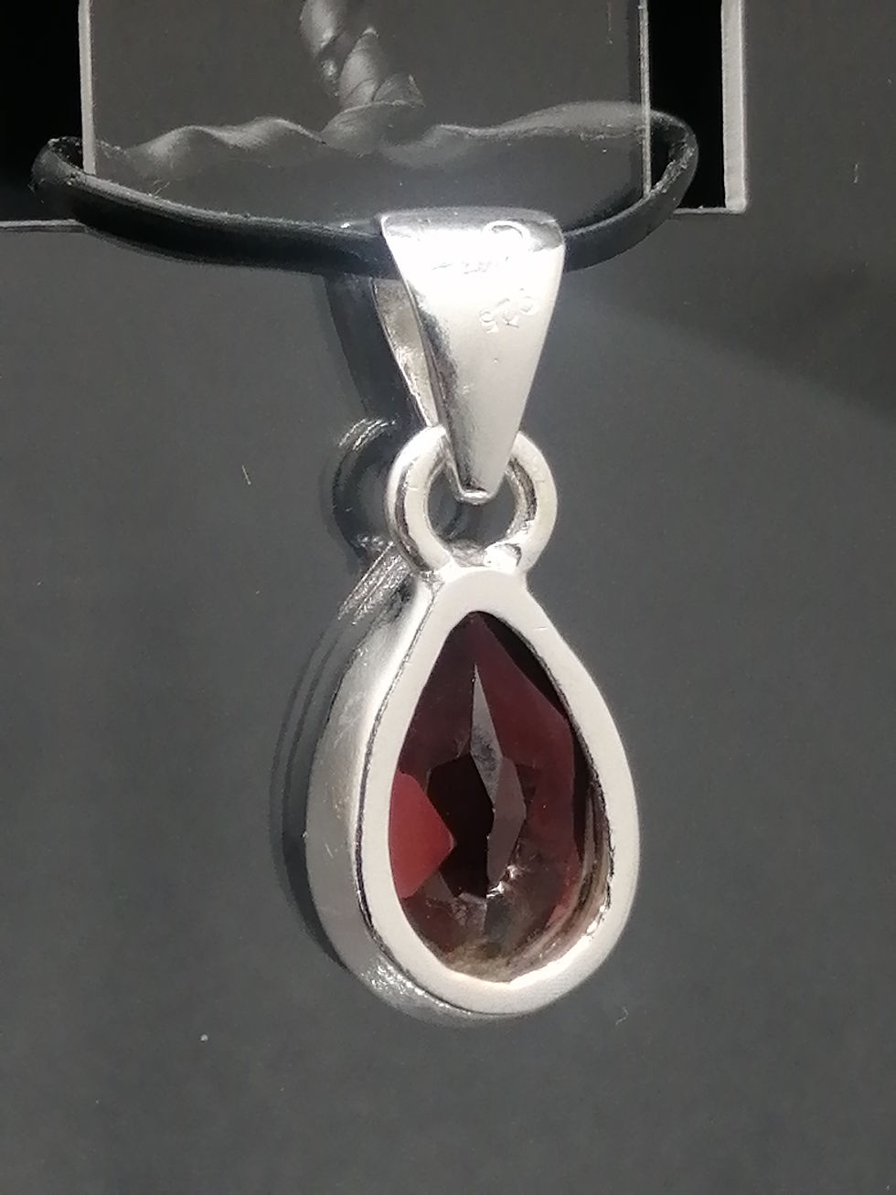 Thumbnail: 925 Silver Garnet Rub Over Teardrop Pendant