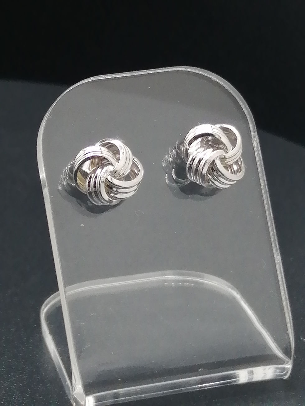 Thumbnail: 9ct White Gold Open Knot Stud Earrings