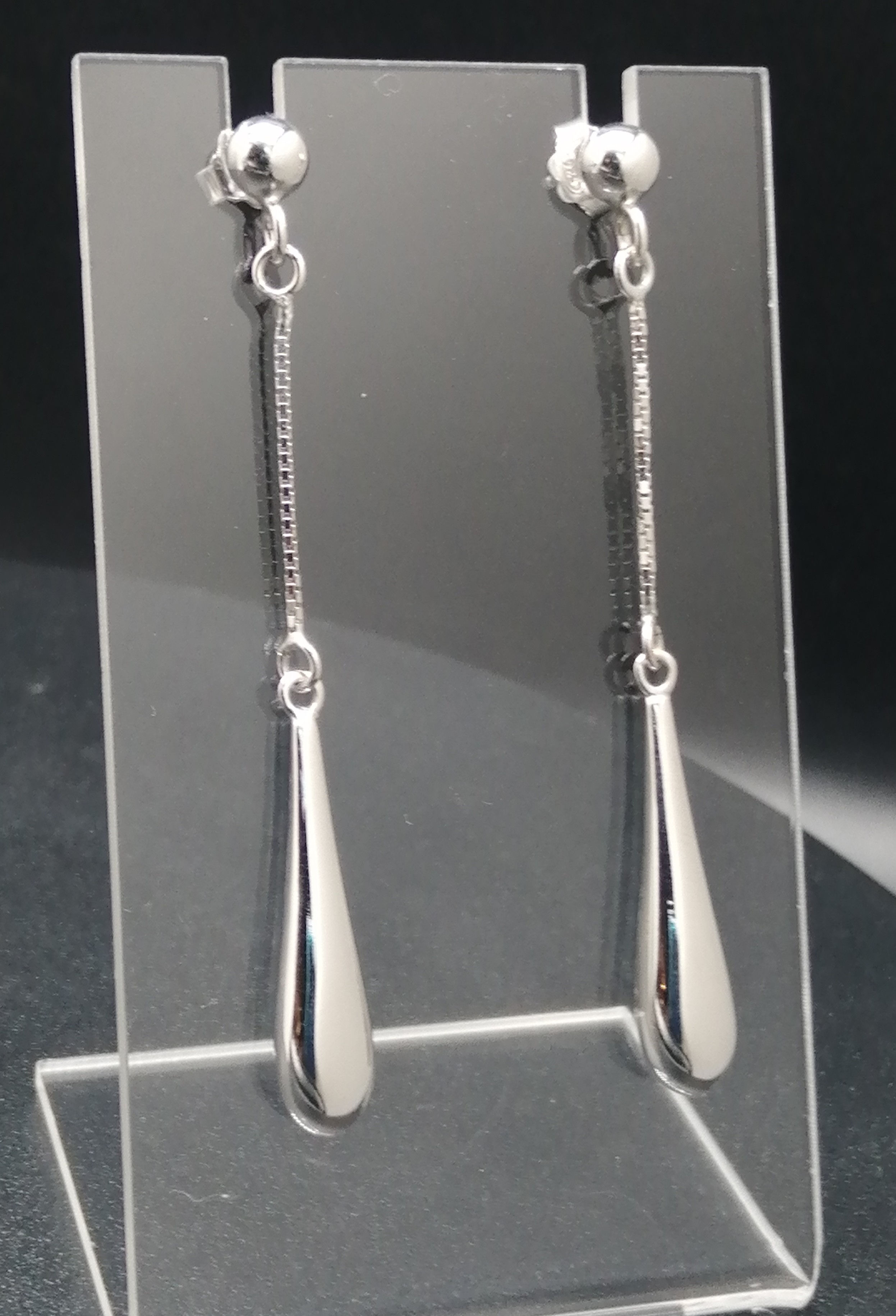 925 Silver Box Chain Bomb Drop Earrings