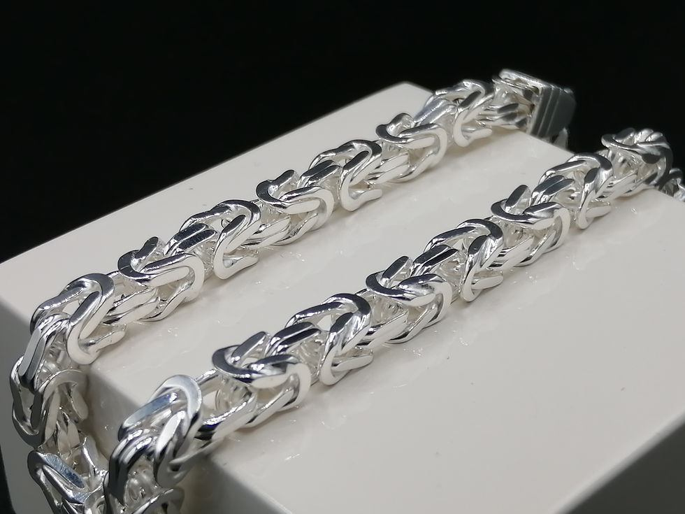 Thumbnail: 925 Silver Square Byzantine Style Bracelet