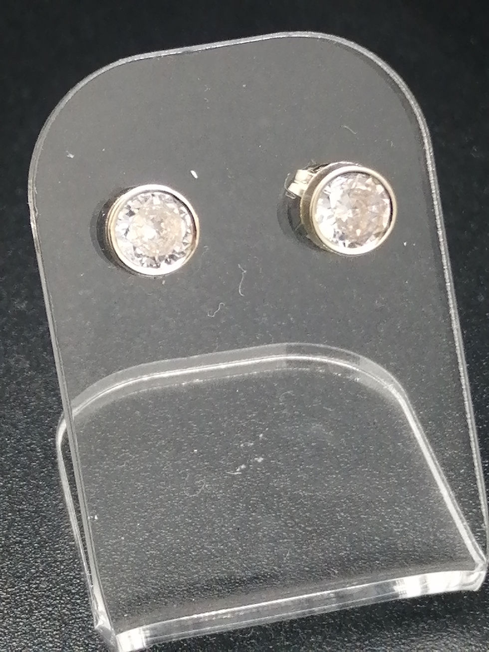 Thumbnail: 9ct Yellow Gold CZ Rub Over Stud Earrings
