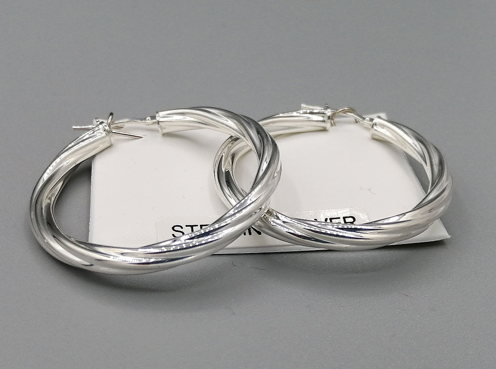 Thumbnail: 925 Silver Thick Cable Twist Hoop Earrings