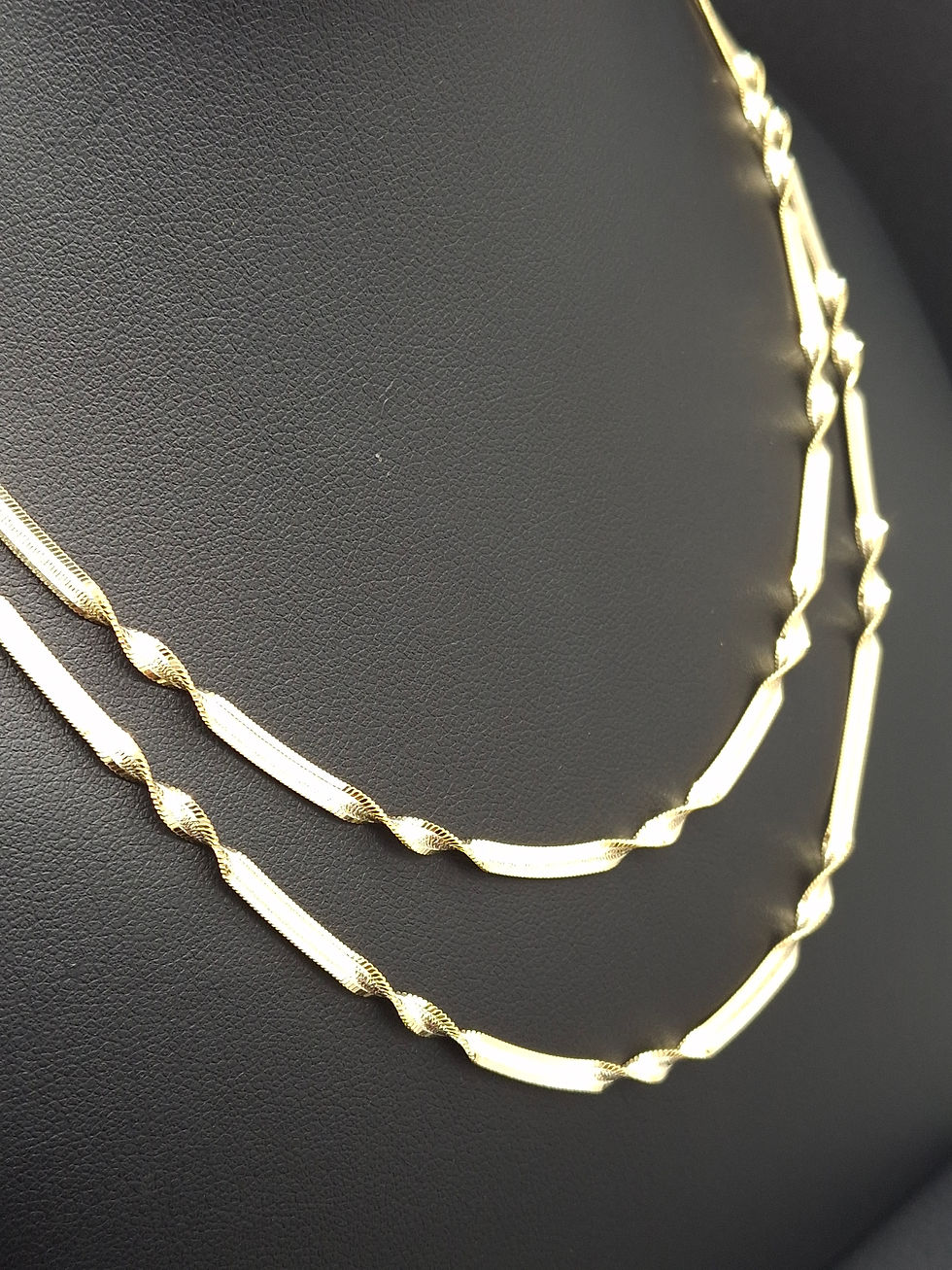 Thumbnail: 925 Gold on Silver Twisted Herringbone Chain