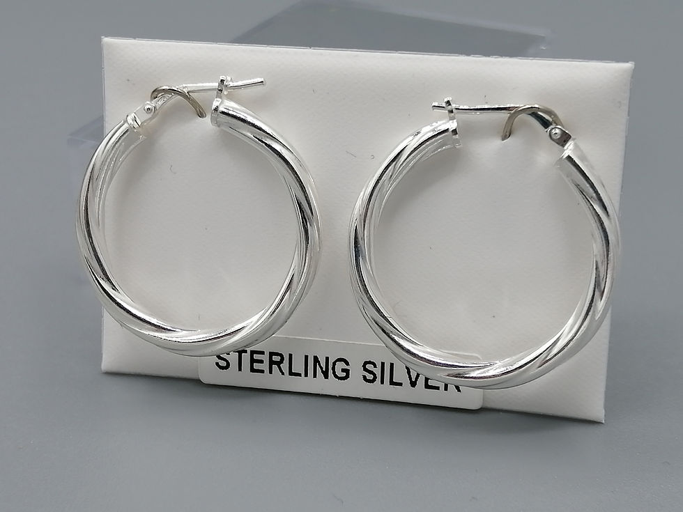 Thumbnail: 925 Silver Cable Twist Hoop Earrings