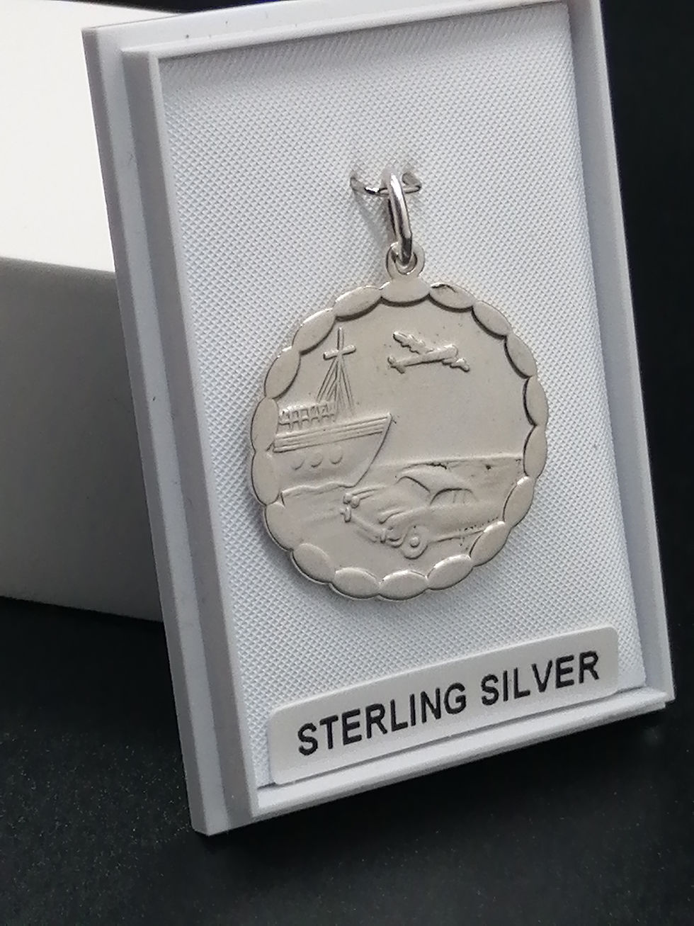 Thumbnail: 925 Silver Round Fancy Edge St Christopher - LSA