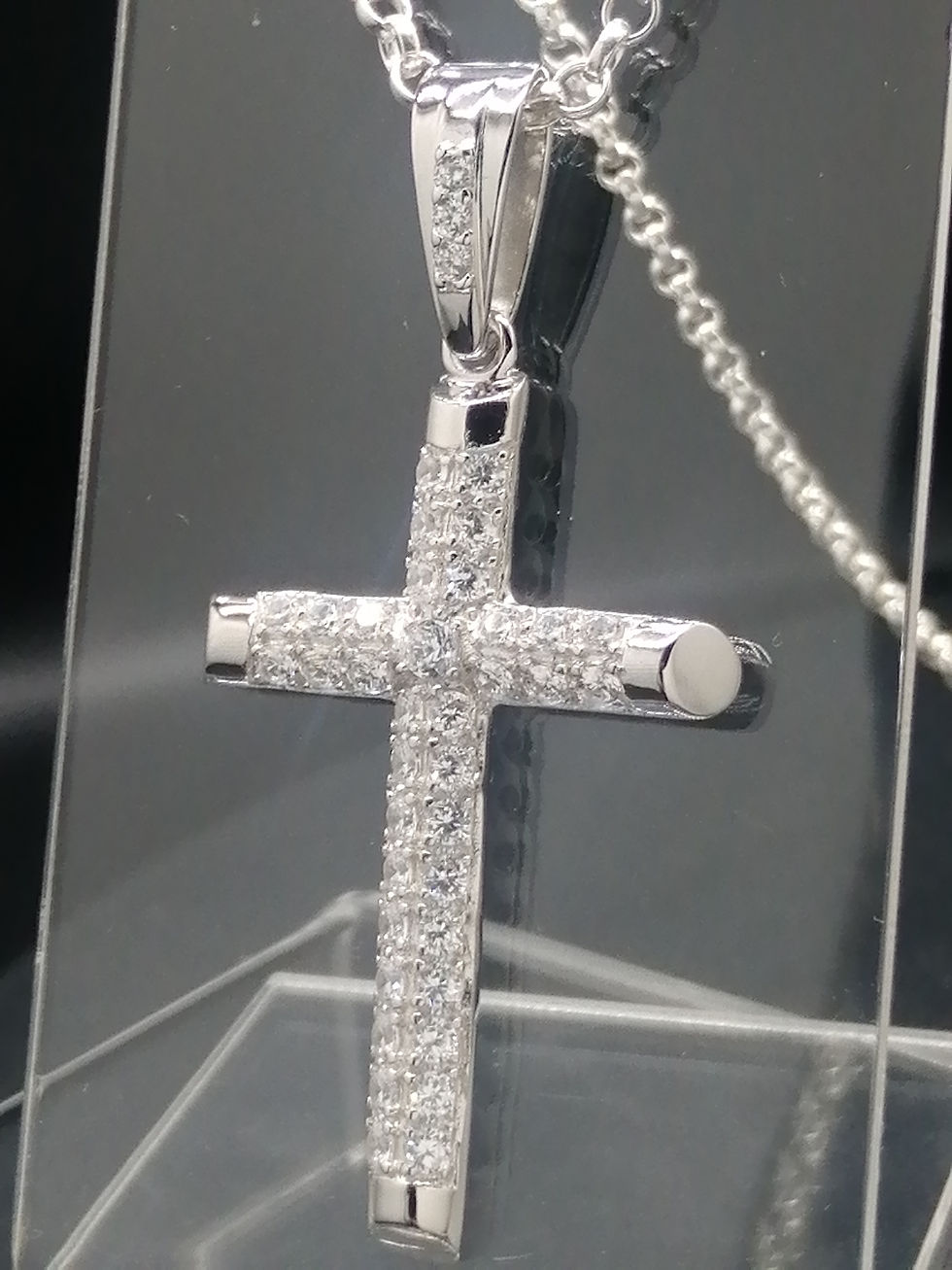 Thumbnail: 925 Silver CZ Iced Cross Pendant