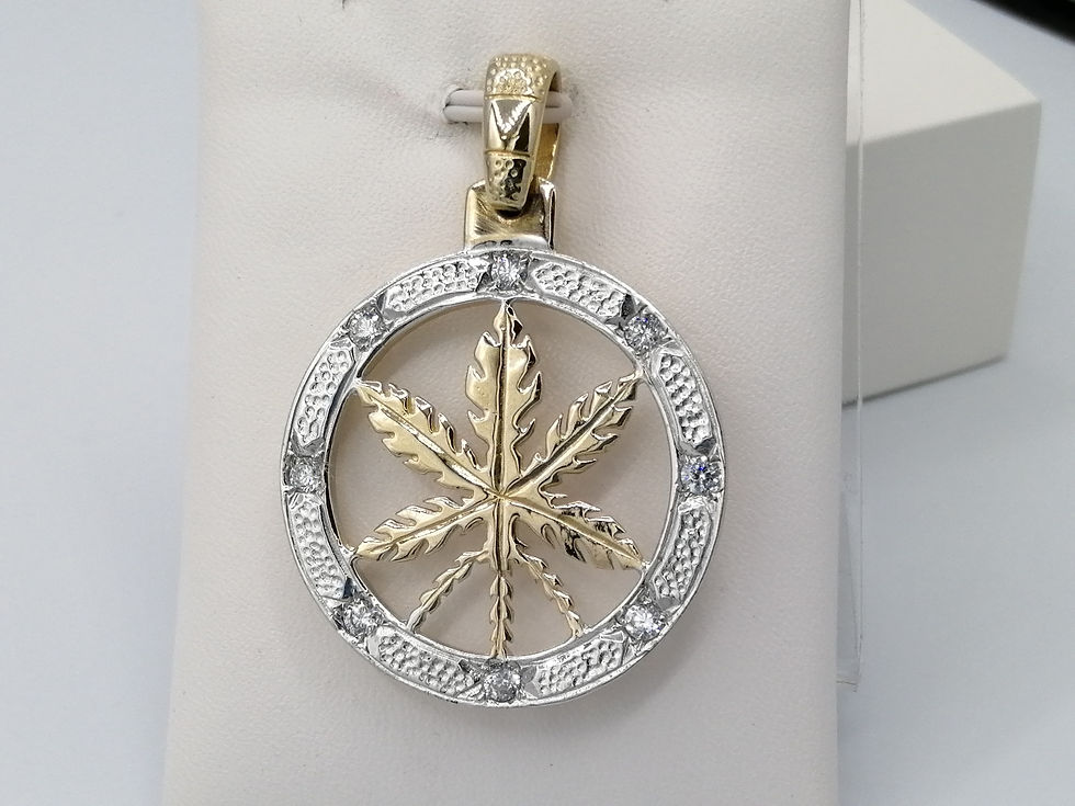 Thumbnail: 9ct Cubic Zirconia Hemp Leaf Pendant