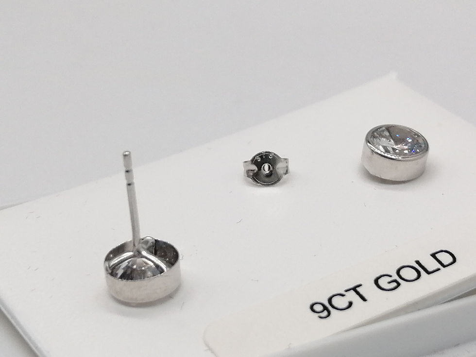 Thumbnail: 9ct White Gold CZ Round Rub Over Stud Earrings