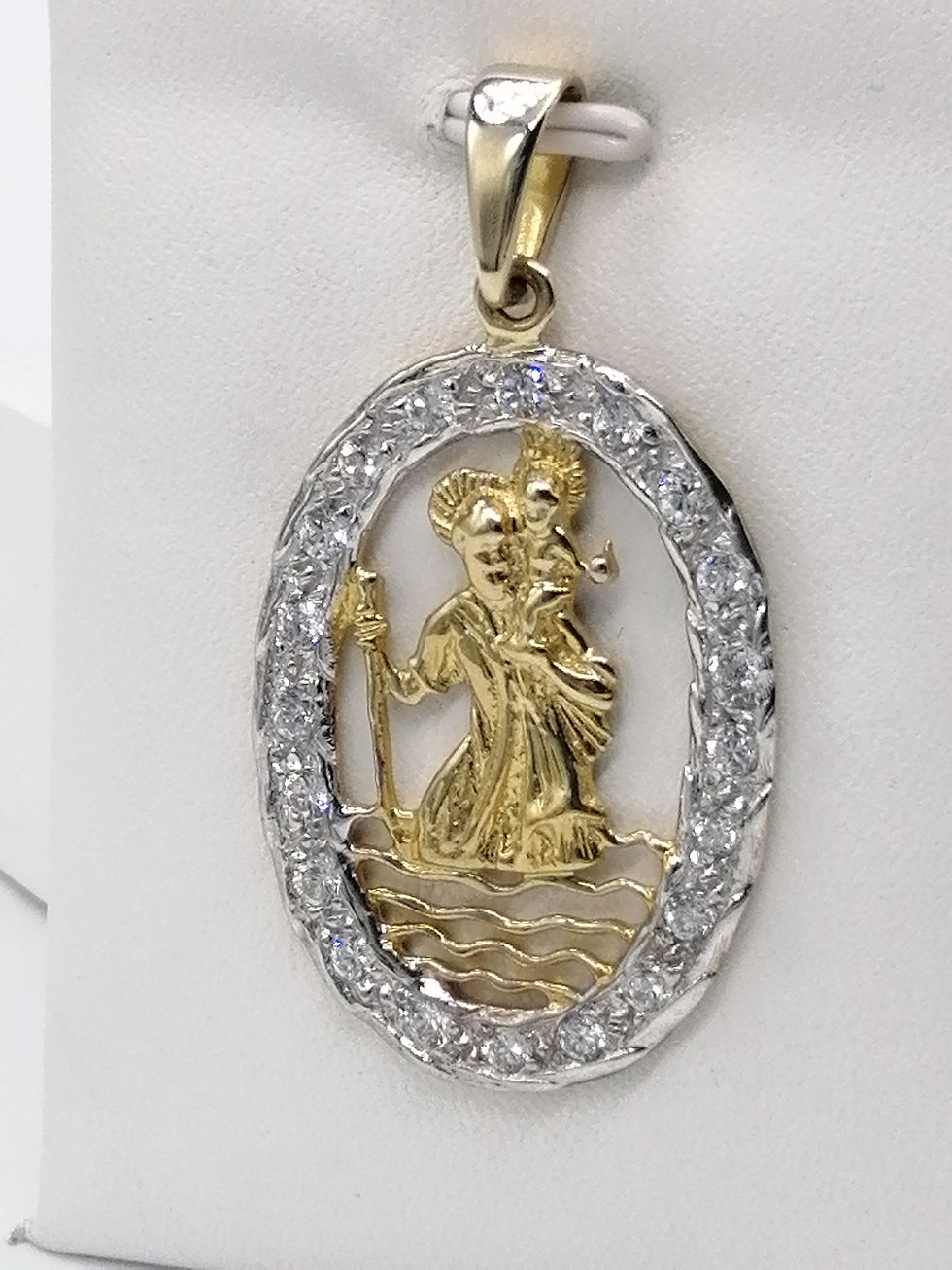 Thumbnail: 9ct Gold CZ Cut Out St Christopher Pendant