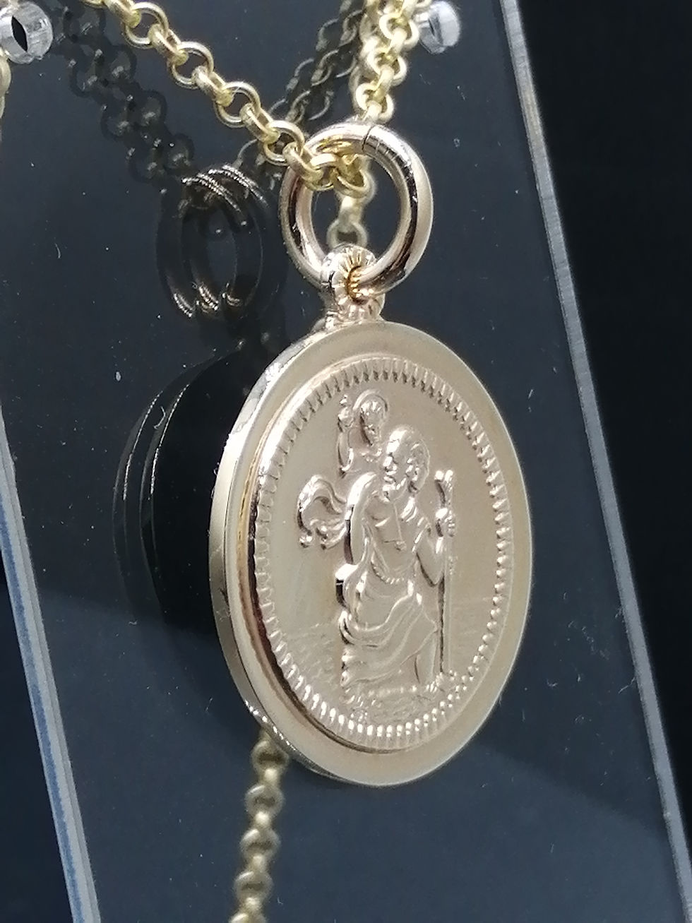 Thumbnail: 9ct Gold Bead Egde St Christopher Pendant