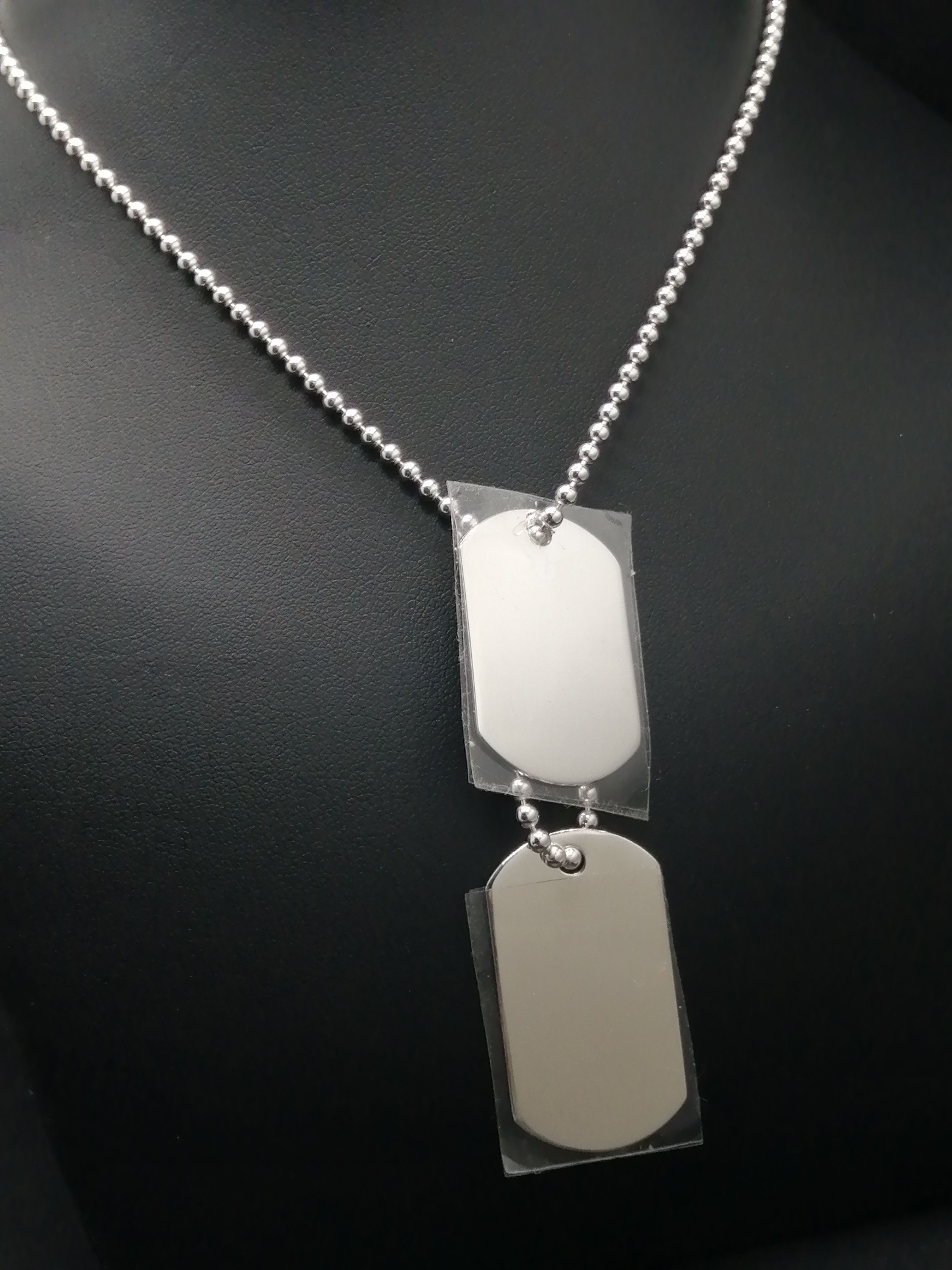 925 Silver Double Dog Tags Chain