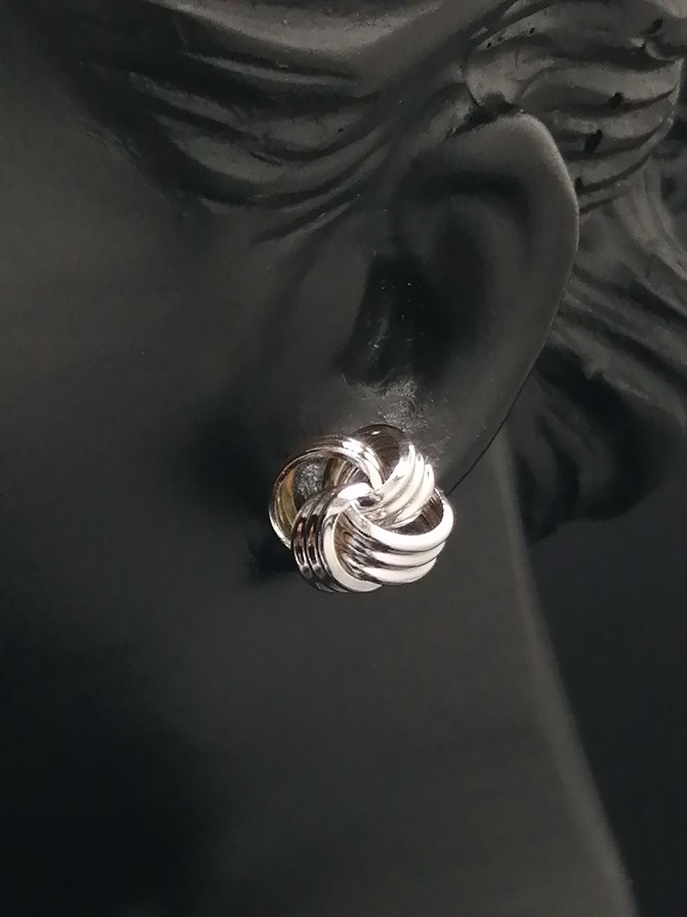 Thumbnail: 9ct White Gold Open Knot Stud Earrings