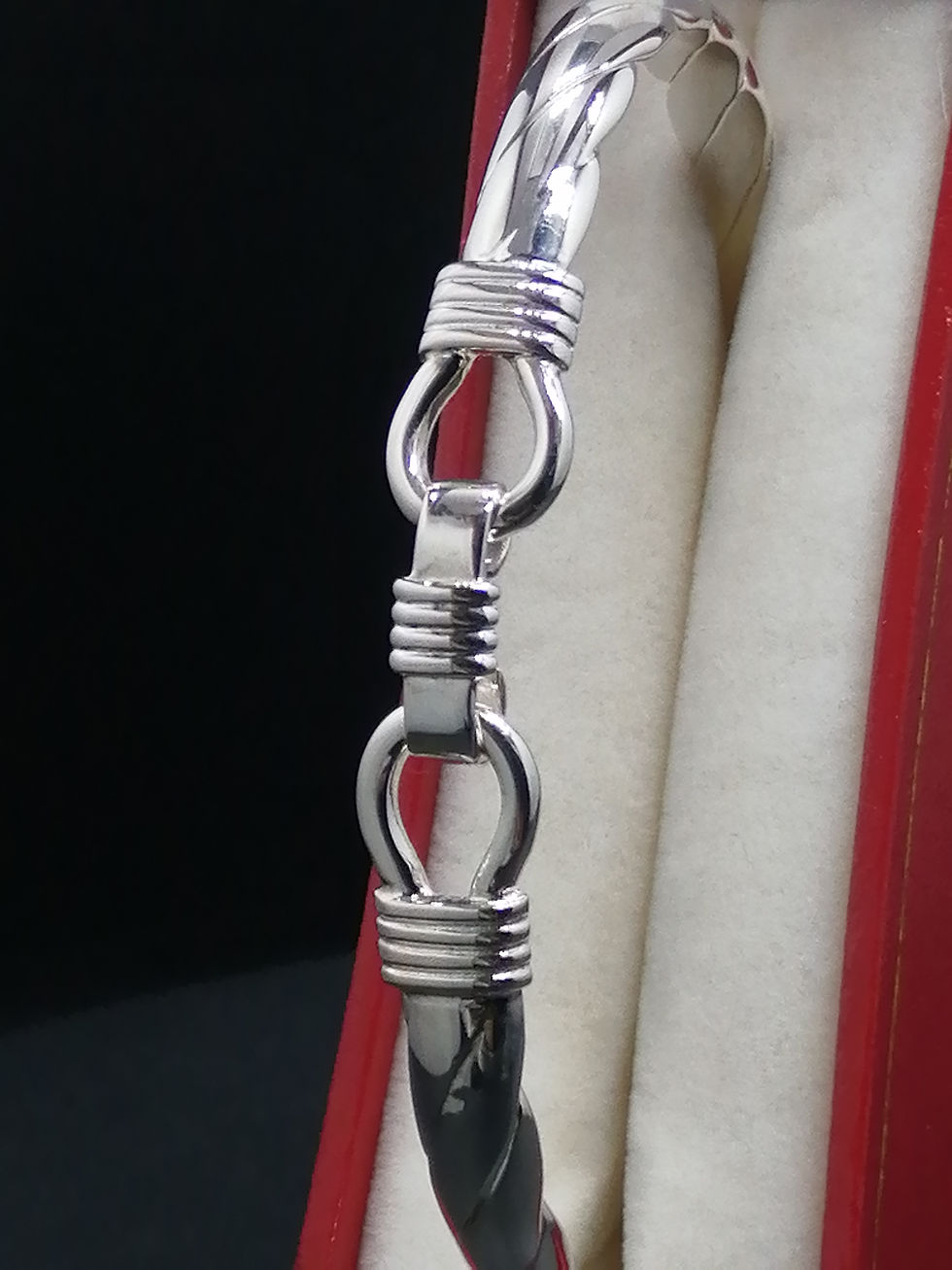 Thumbnail: 925 Silver Two Loops & Bar Bangle