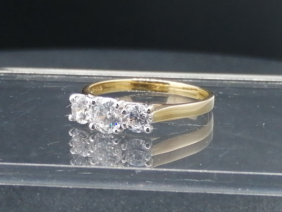 Thumbnail: 9ct Yellow Gold CZ 3 Stone Ring