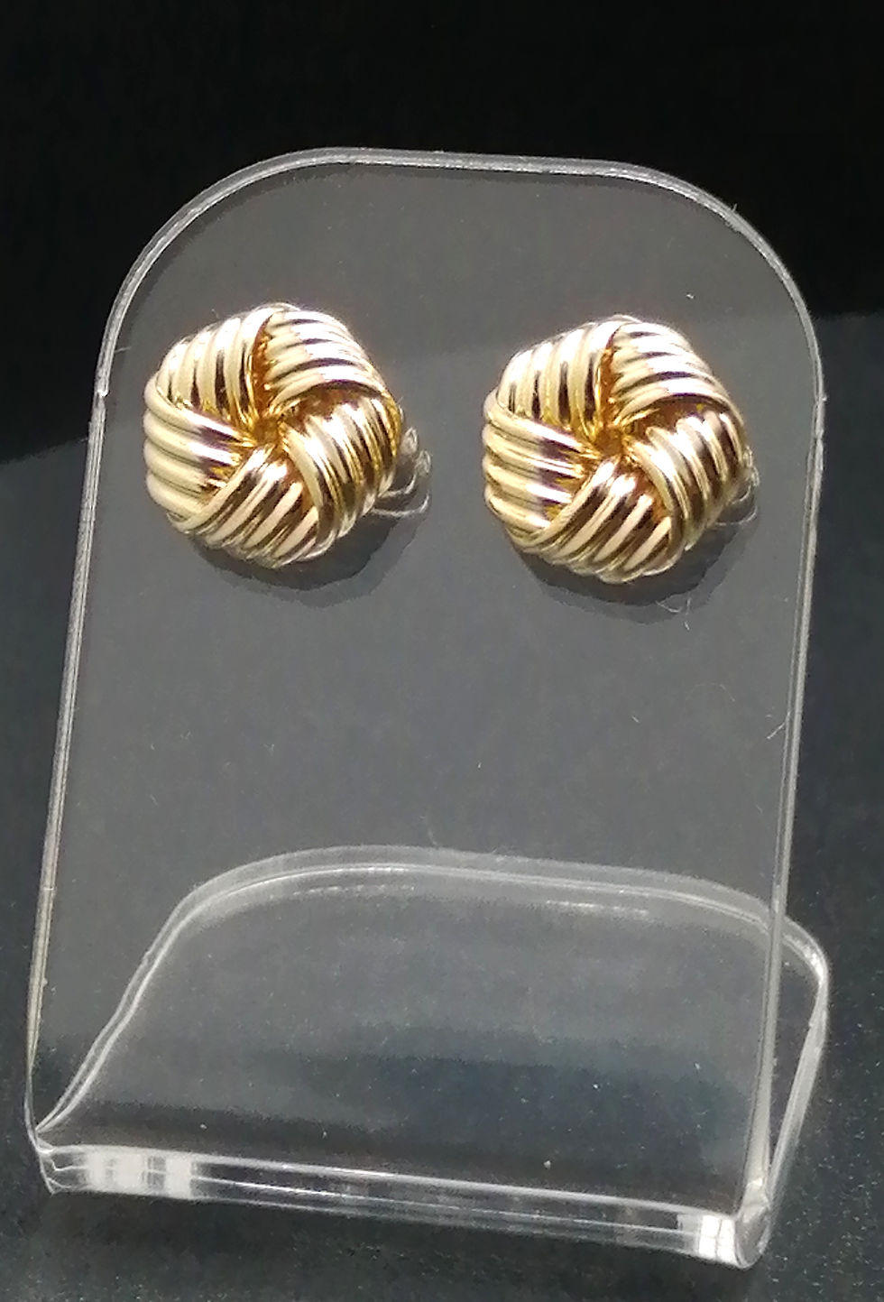 Thumbnail: 9ct Yellow Gold 5 Bands Knot Stud Earrings