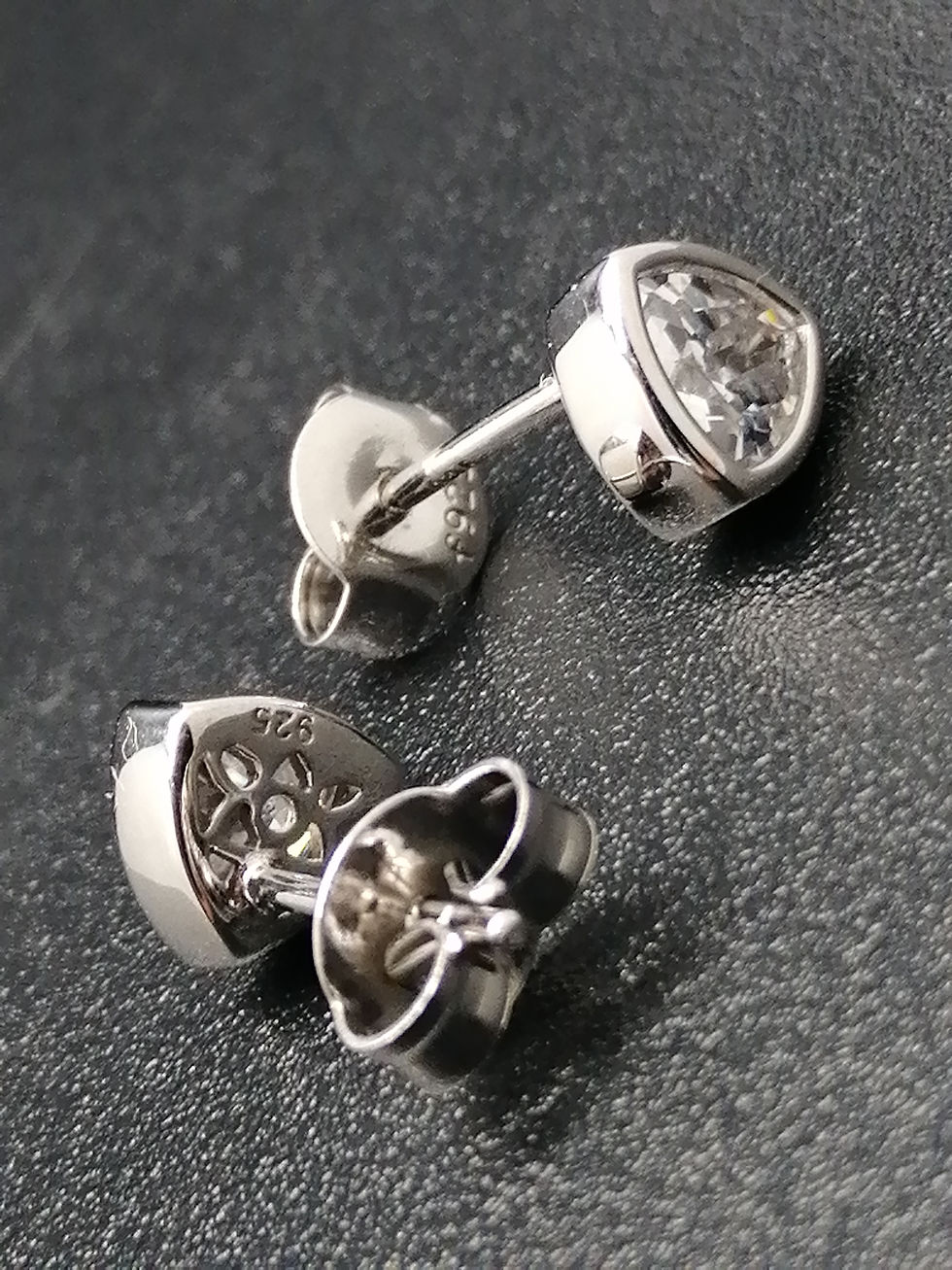 Thumbnail: 925 Silver CZ Soft Trilogy Stud Earrings