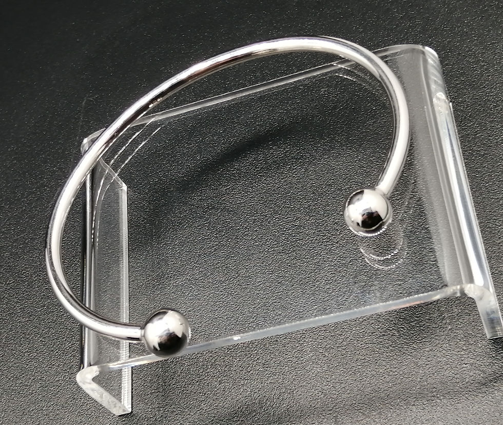 Thumbnail: 9ct White Gold Torque Bangle with Balls