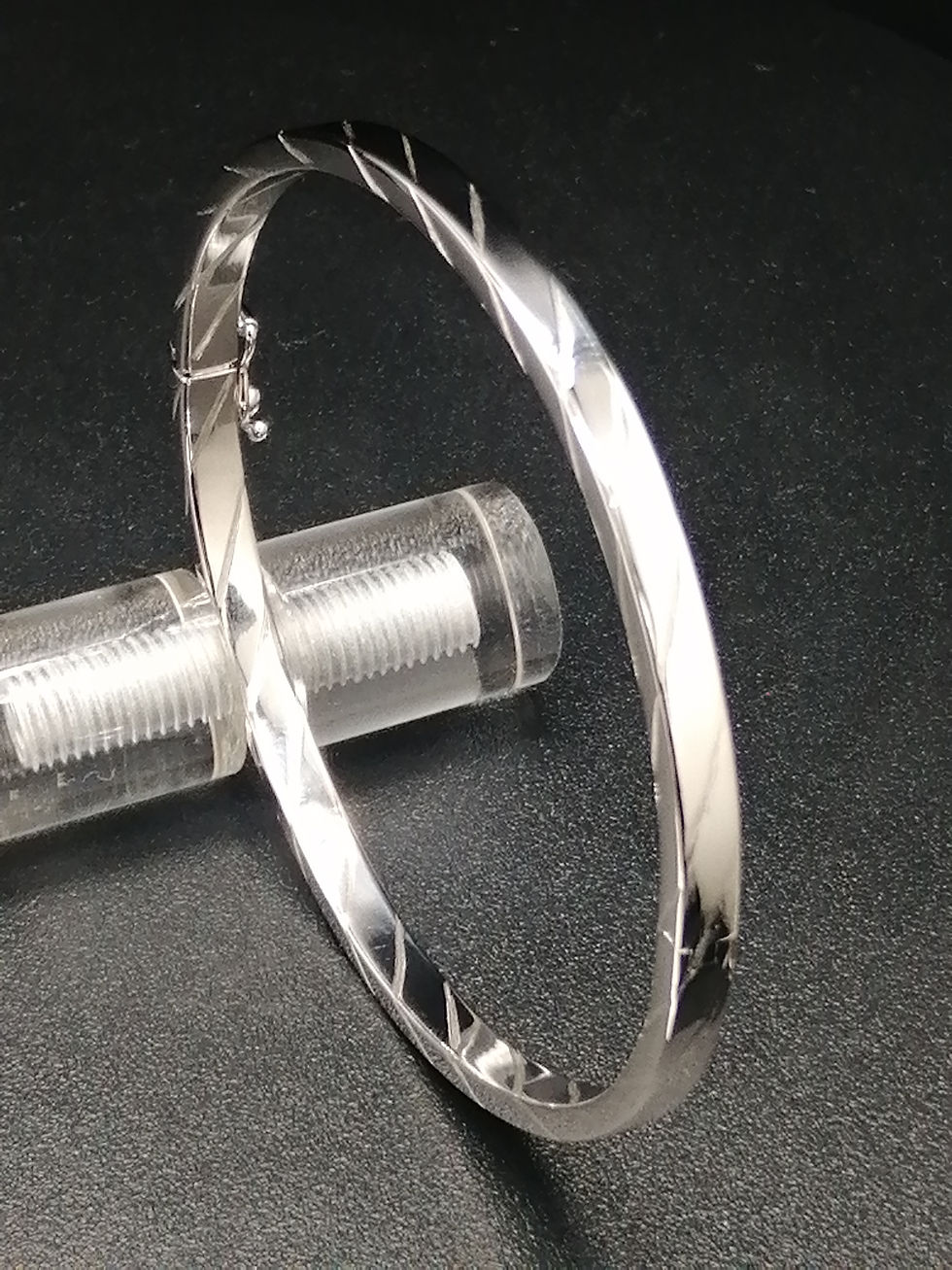 Thumbnail: 9ct White Gold Flat Cable Twist Bangle