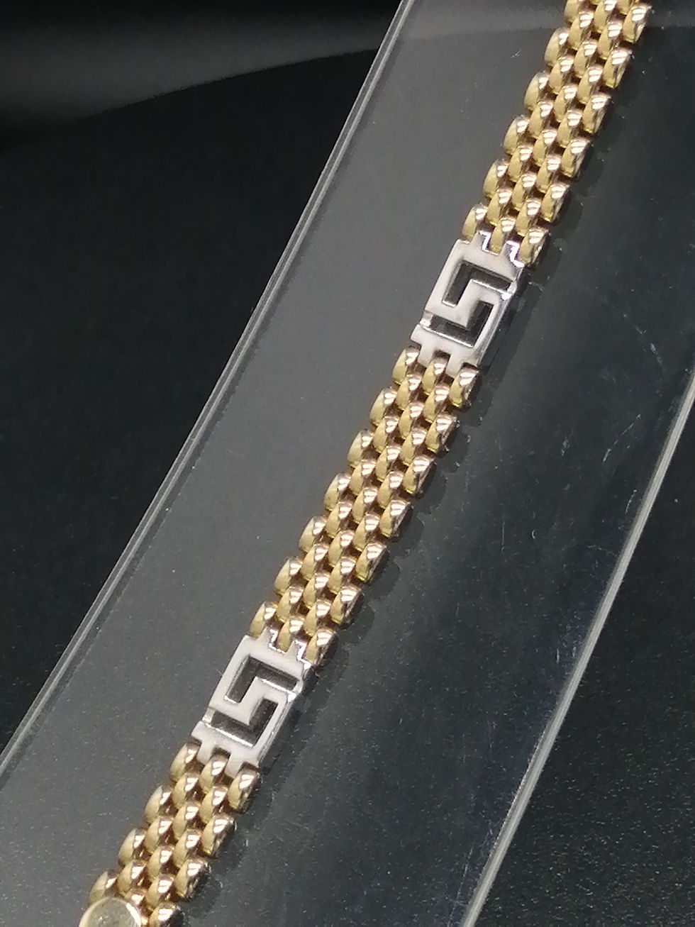 Thumbnail: 9ct Yellow & White Gold Greek Key Brick Bracelet