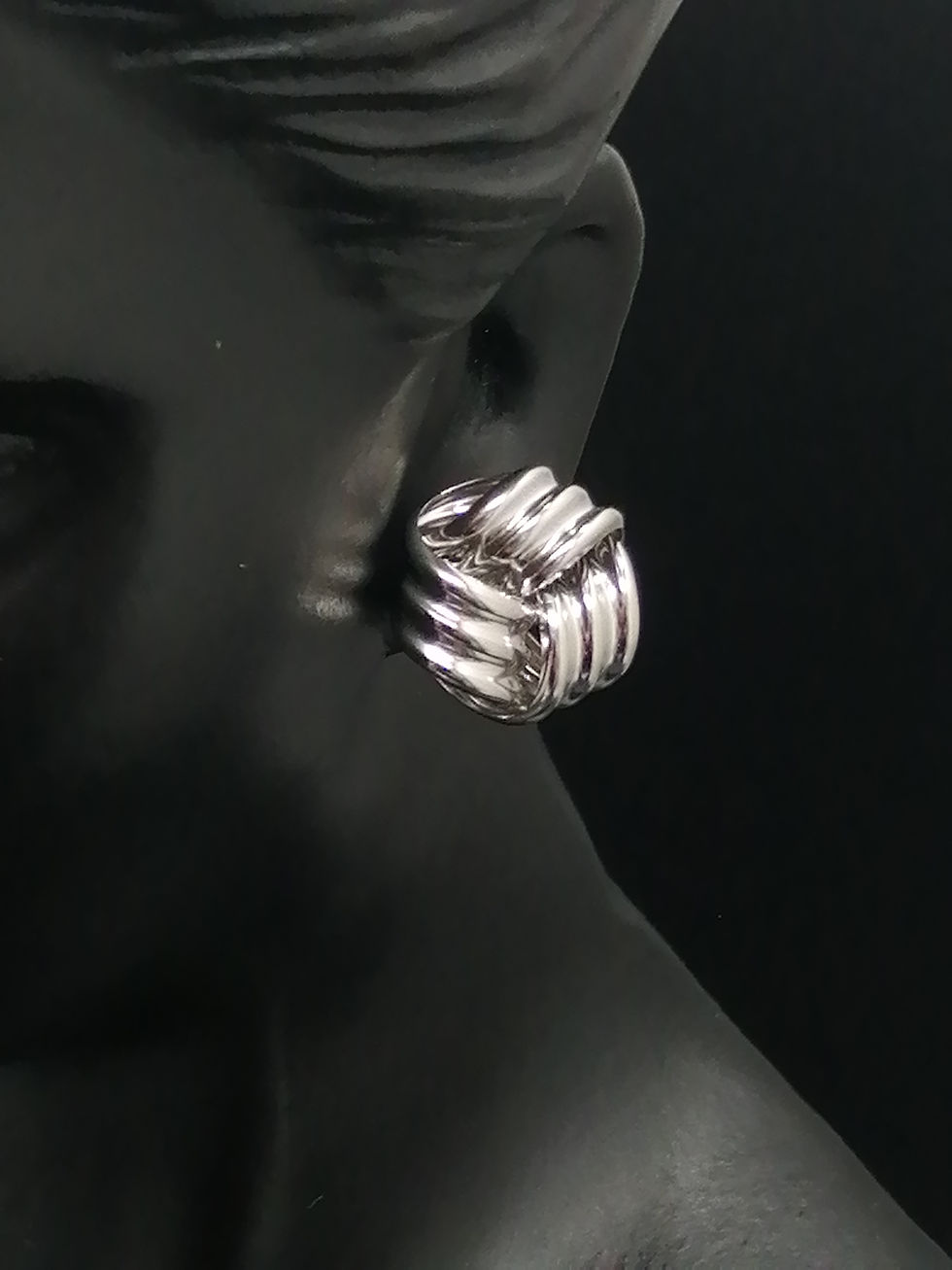 Thumbnail: 9ct White Gold Knot Stud Earrings