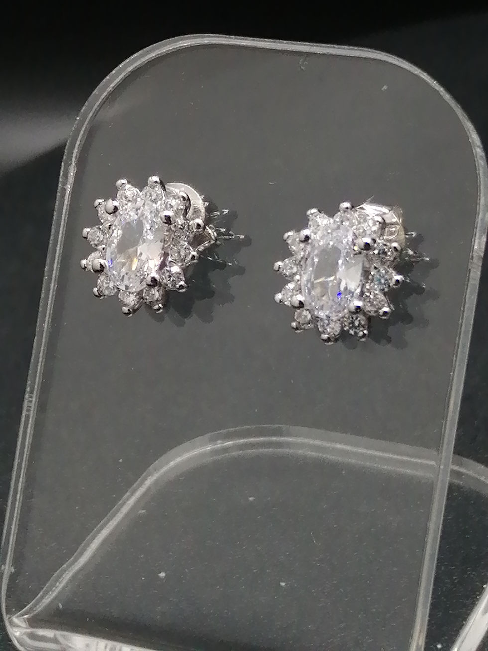 Thumbnail: 925 Silver CZ Cluster Stud Earrings