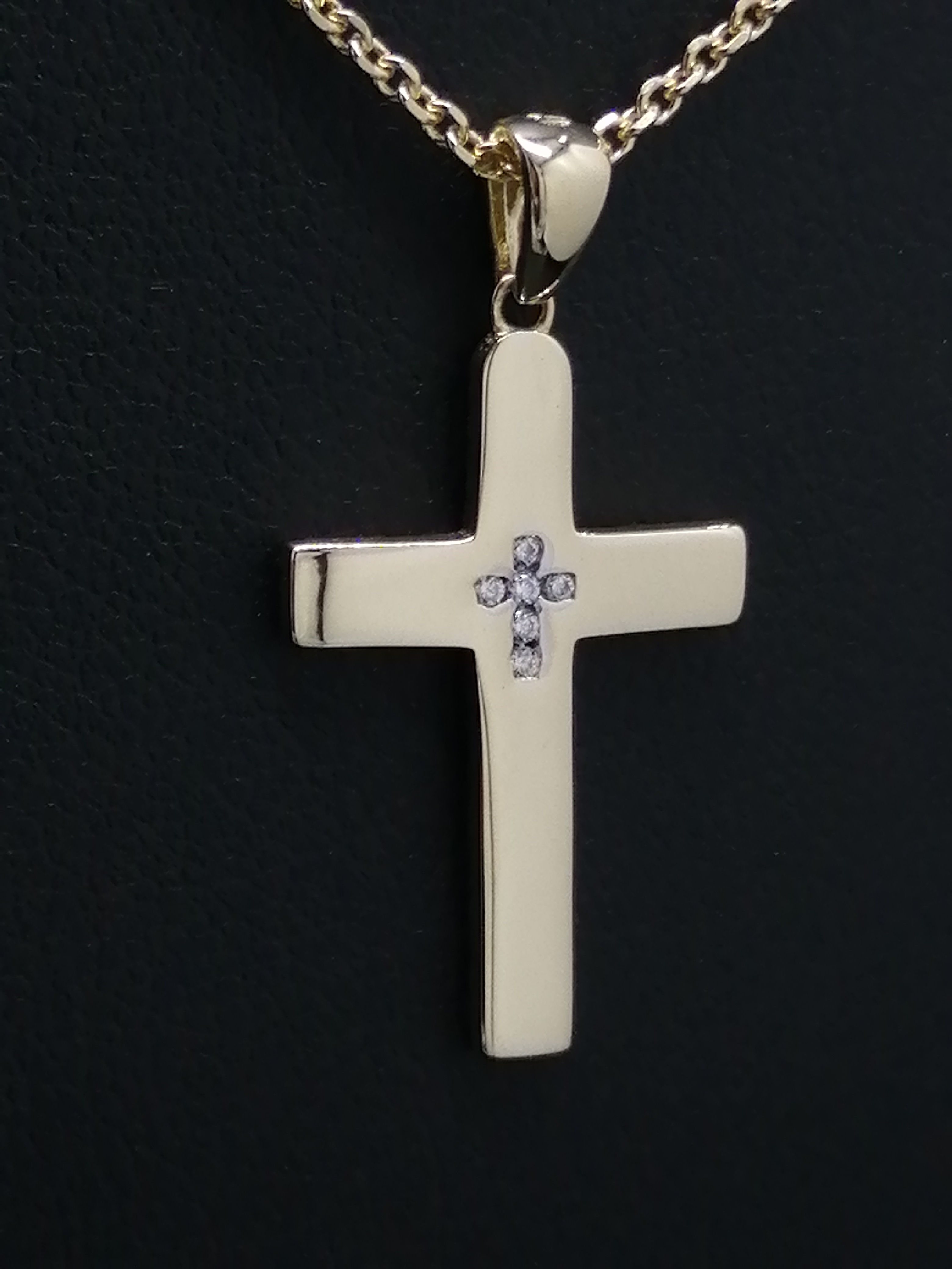 9ct Gold CZ Cross Pendant