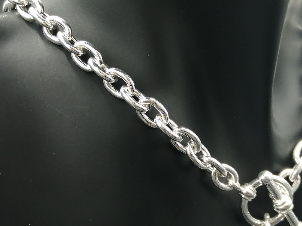 Thumbnail: 925 Silver Trace T-bar & Heart Chain