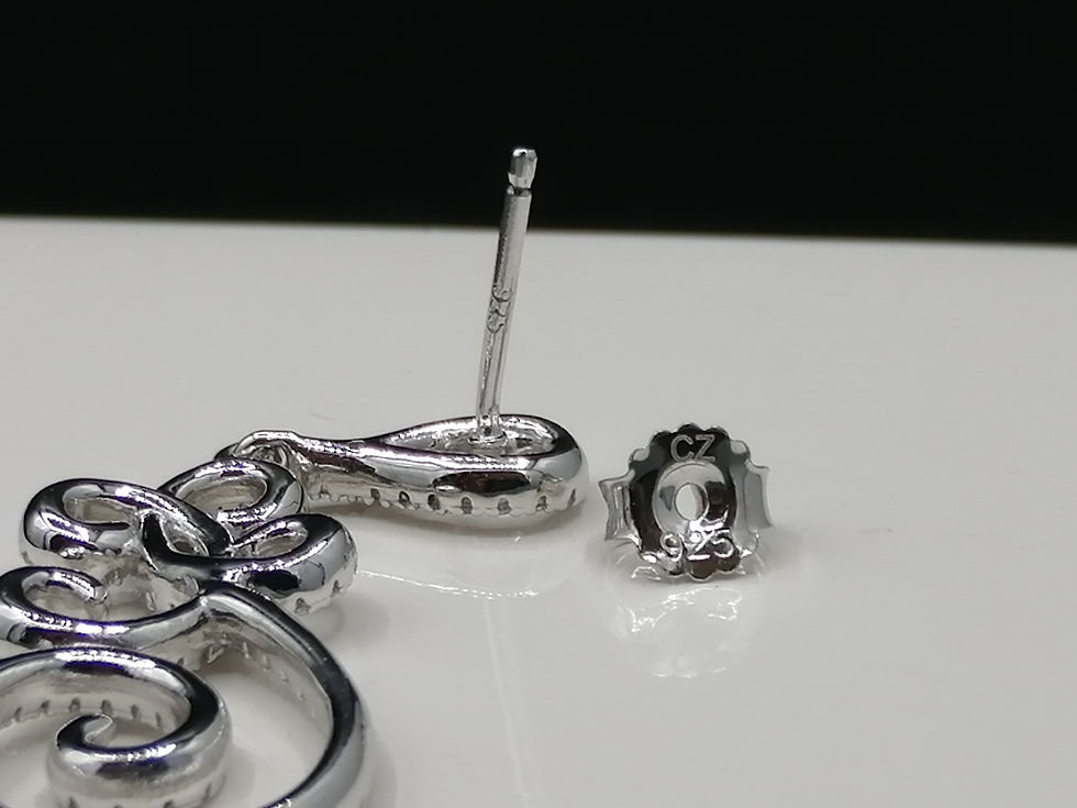 Thumbnail: 925 Silver CZ Fancy Swirl Art Earrings