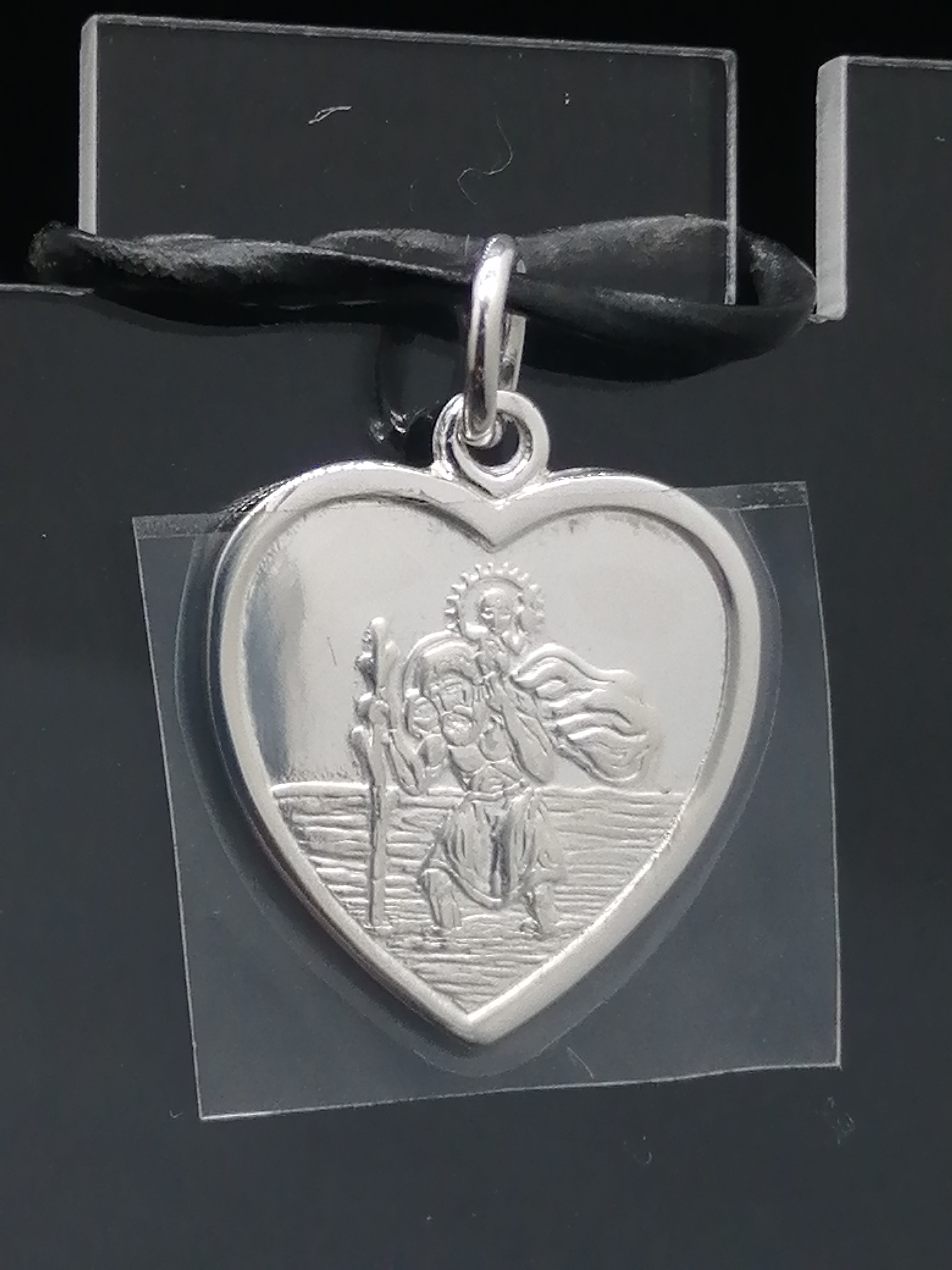 925 Silver Heart St Christopher Pendant