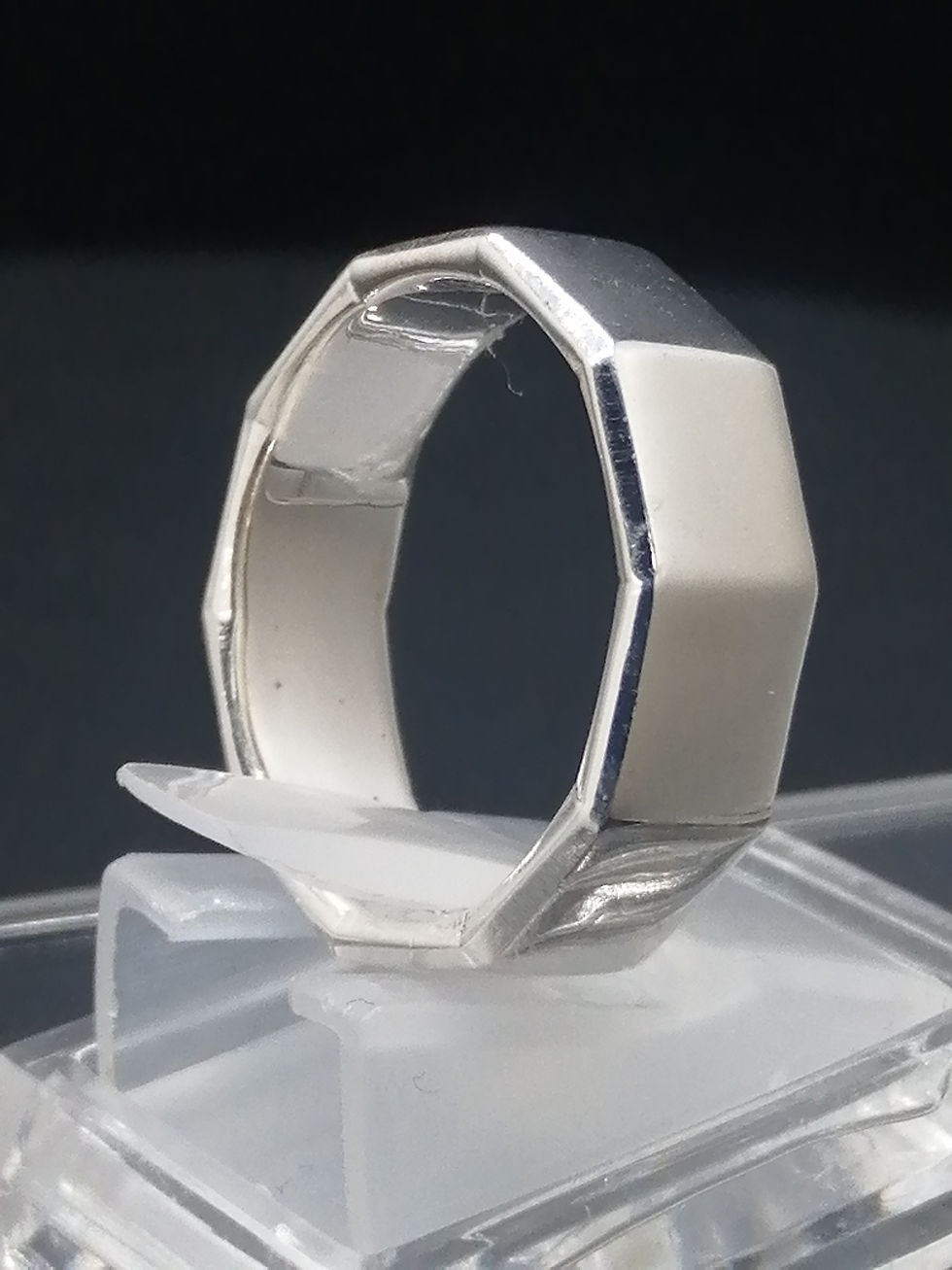 Thumbnail: 925 Silver 6.5mm Faceted Band Ring