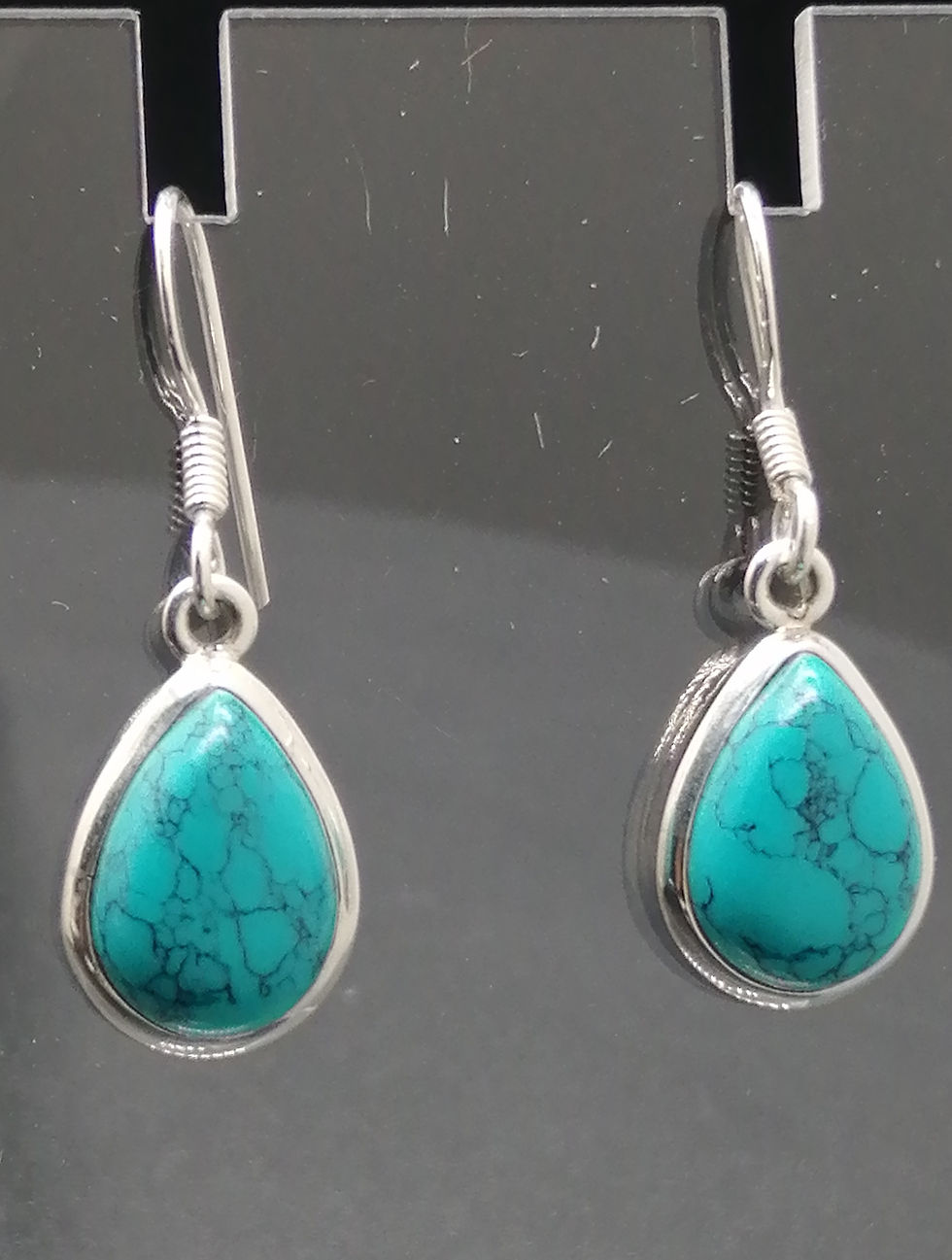 Thumbnail: 925 Silver Turquoise Teardrop Earrings