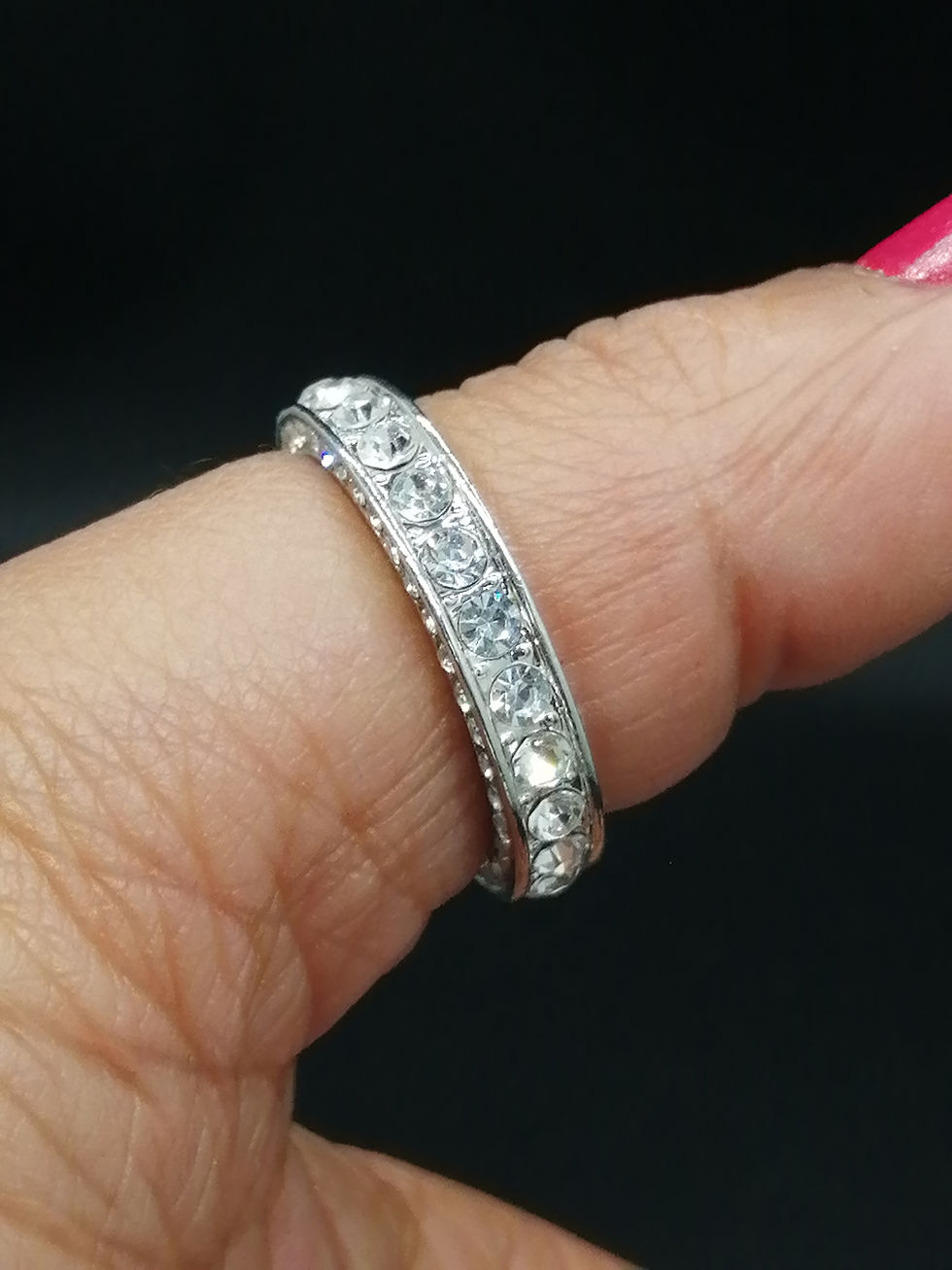 Thumbnail: Silver Crystal Band Ring - Defect Discount