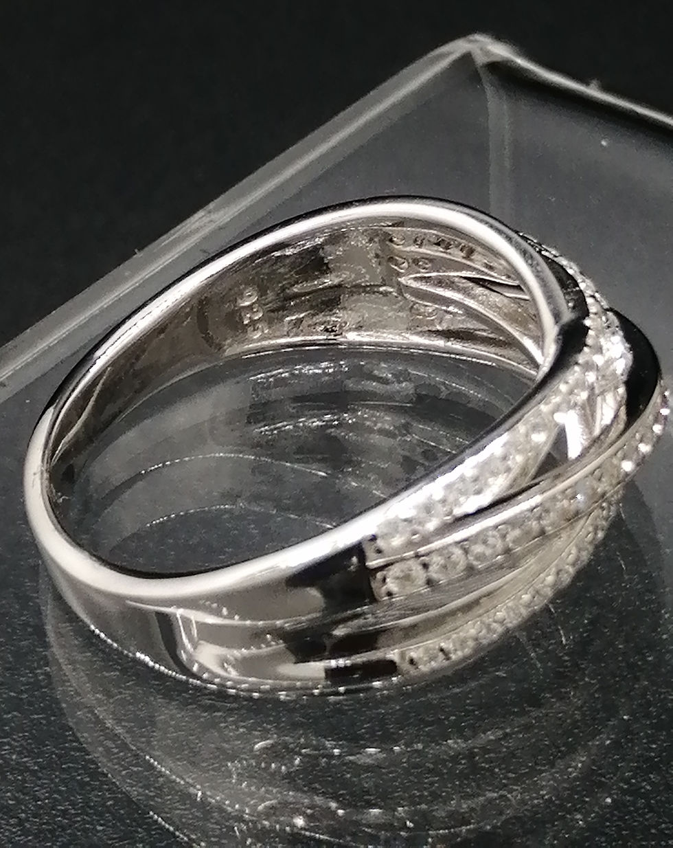 Thumbnail: 925 Silver CZ Crossover Wave Ring