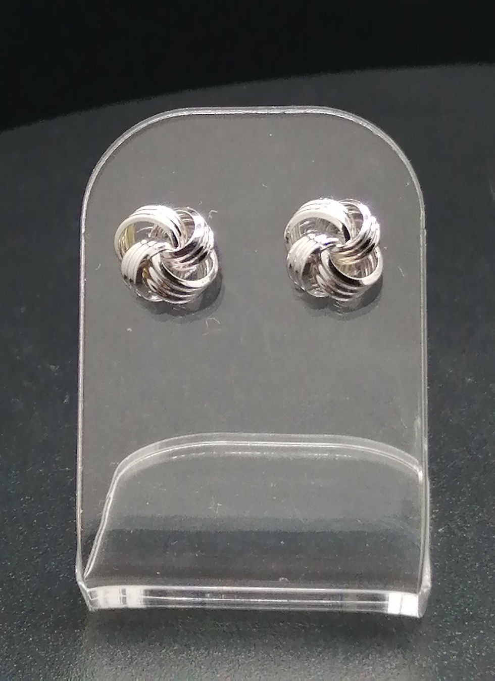 Thumbnail: 9ct White Gold Open Knot Stud Earrings