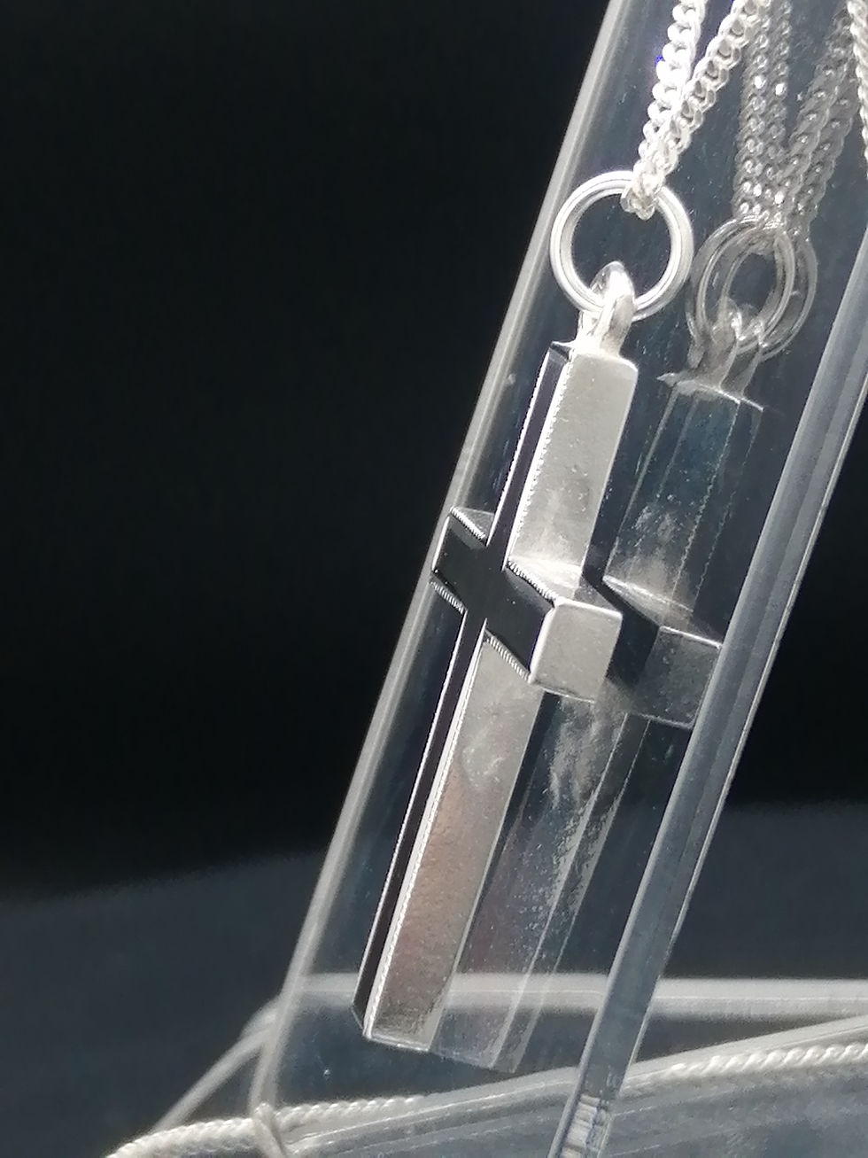 Thumbnail: 925 Silver Bead Edge Cross Pendant