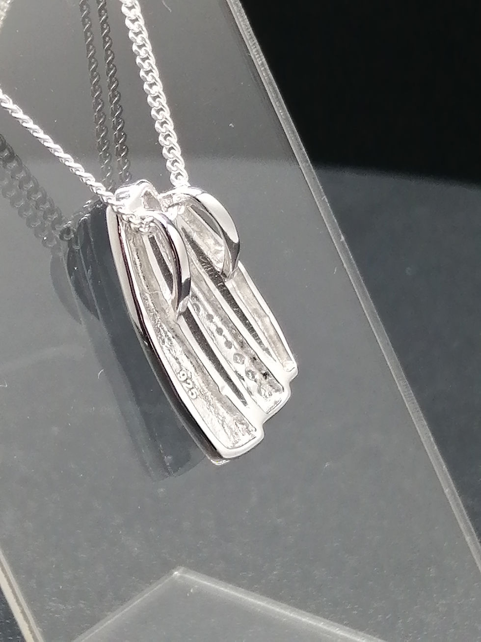 Thumbnail: 925 Silver CZ Stick Art Droplet Pendant